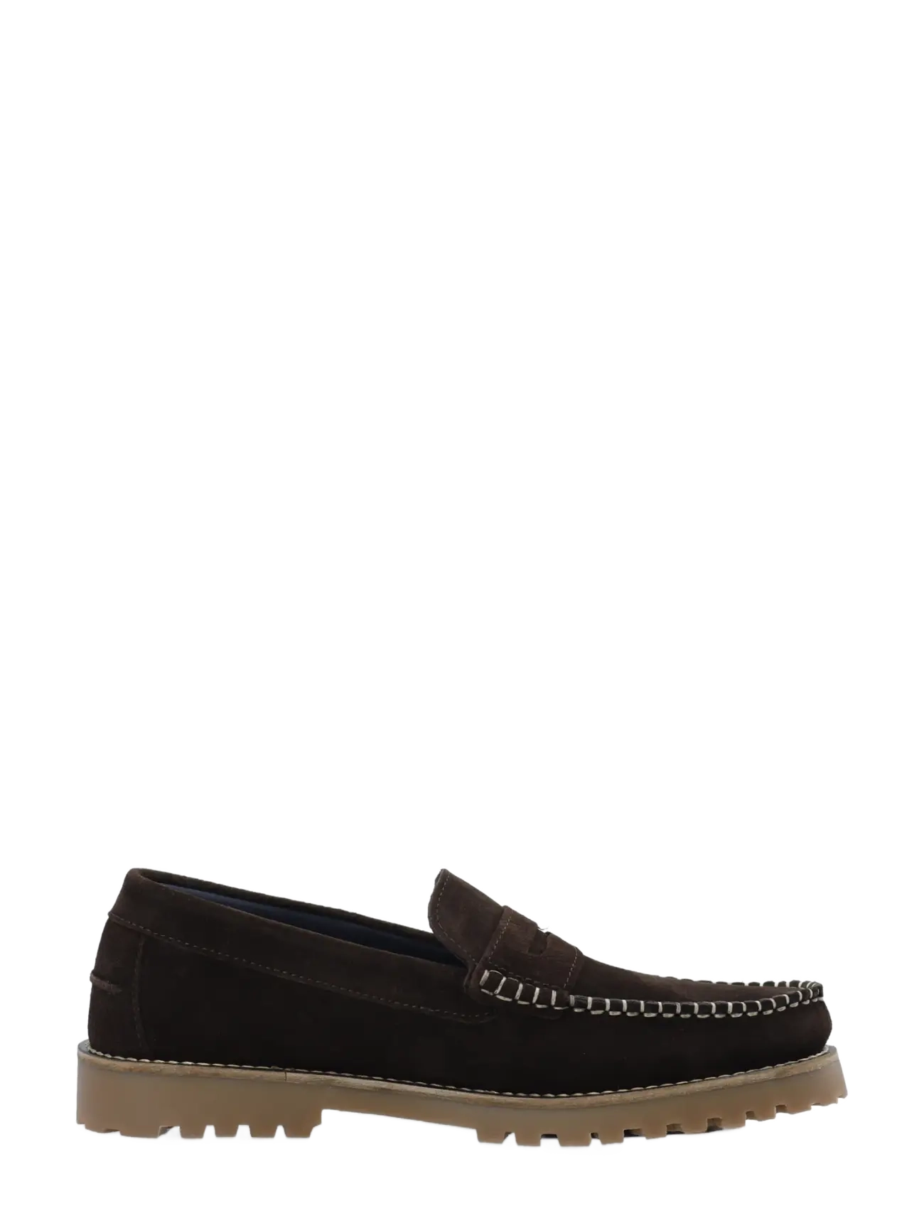 Bianco - BIAGREG Penny Loafer Stitched Moc Suede - moc toe sko - dark brown - 3
