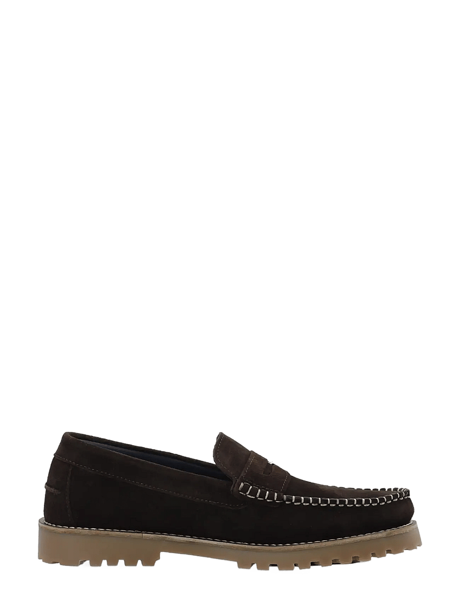 Bianco - BIAGREG Penny Loafer Stitched Moc Suede - moc-toes - dark brown - 3
