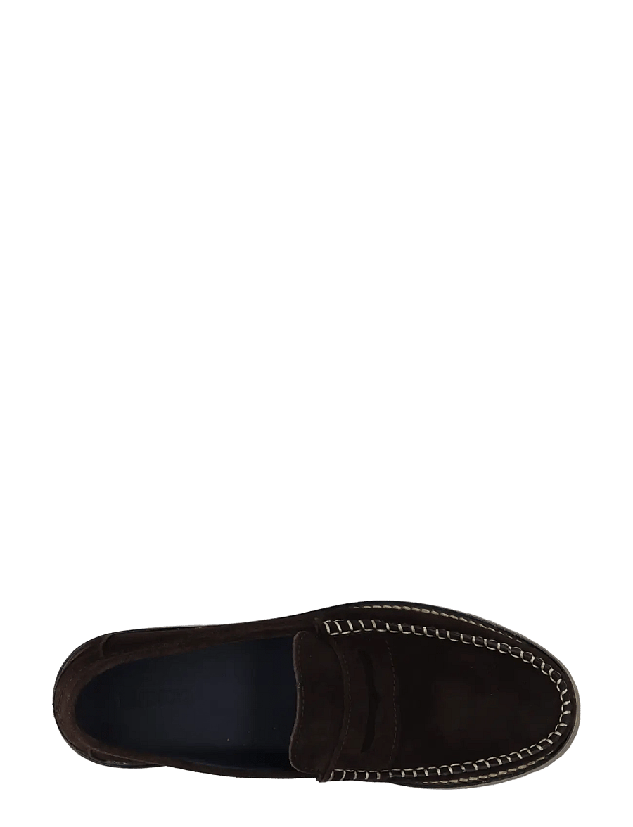 Bianco - BIAGREG Penny Loafer Stitched Moc Suede - moc-toes - dark brown - 4