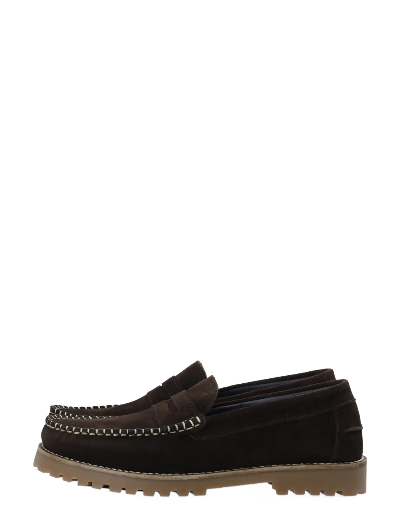 Bianco - BIAGREG Penny Loafer Stitched Moc Suede - moc toe sko - dark brown - 5
