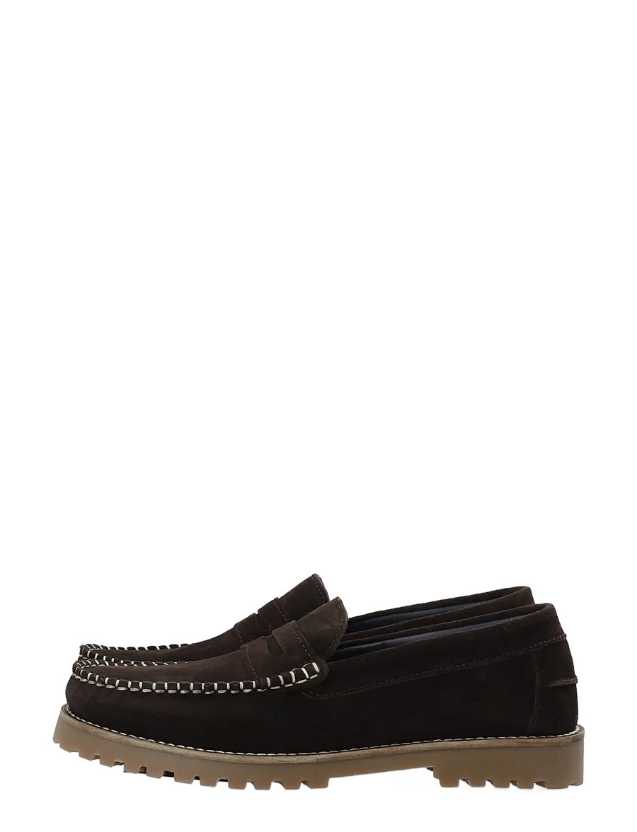 Bianco - BIAGREG Penny Loafer Stitched Moc Suede - moc-toes - dark brown - 5