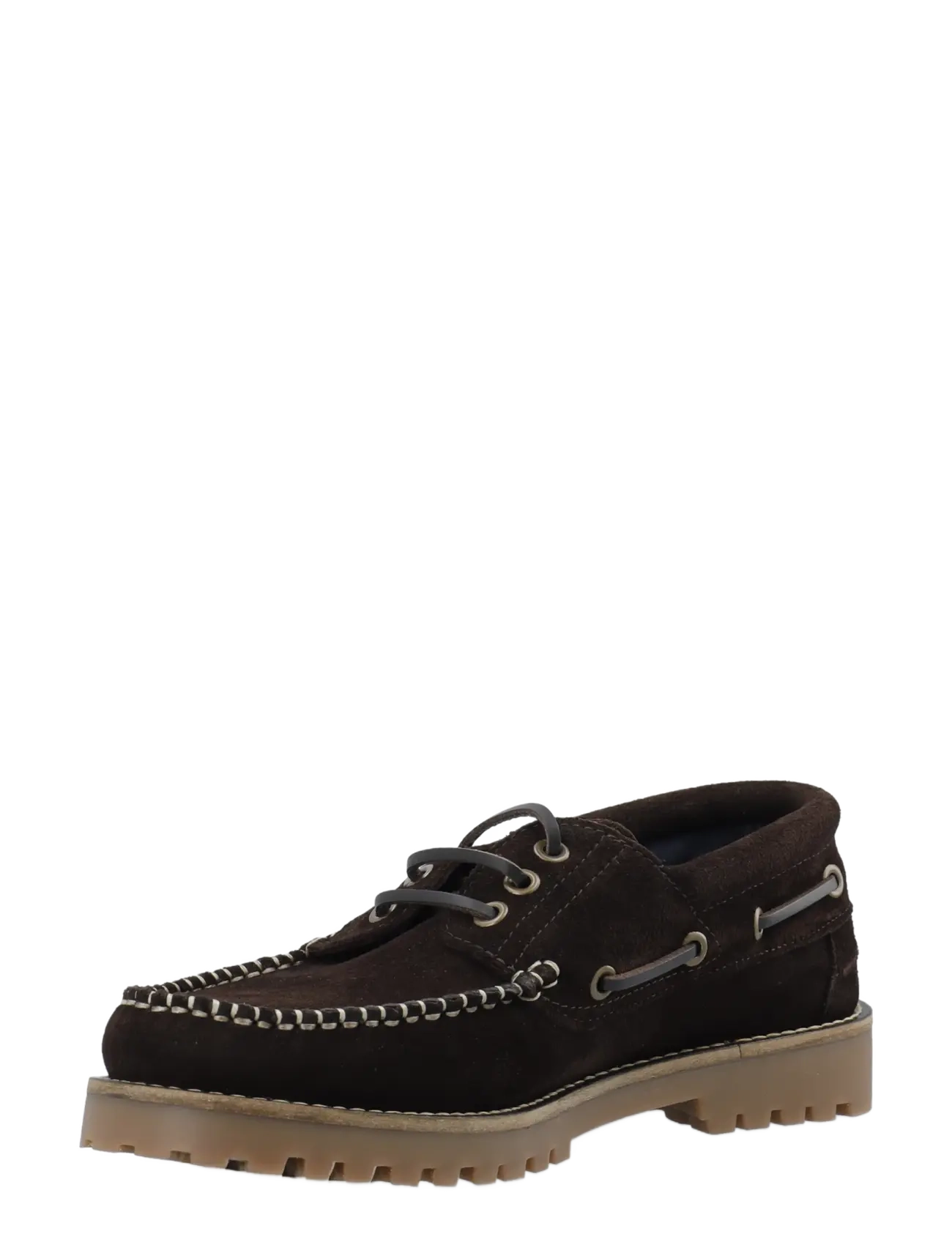 Bianco BIAGREG Boat Shoe Stitched Moc Suede - Shoes - DARK BROWN / brown
