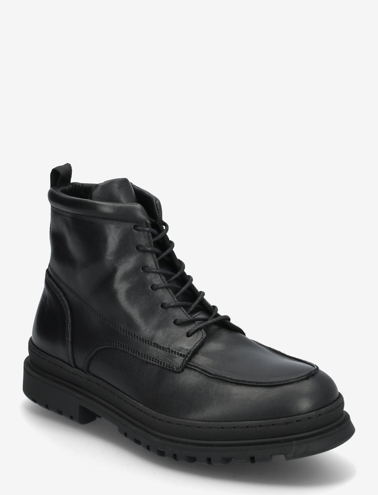 Bianco - BIAGRANT Moc Toe Lace Up Boot Tumbled Leather - black - 0