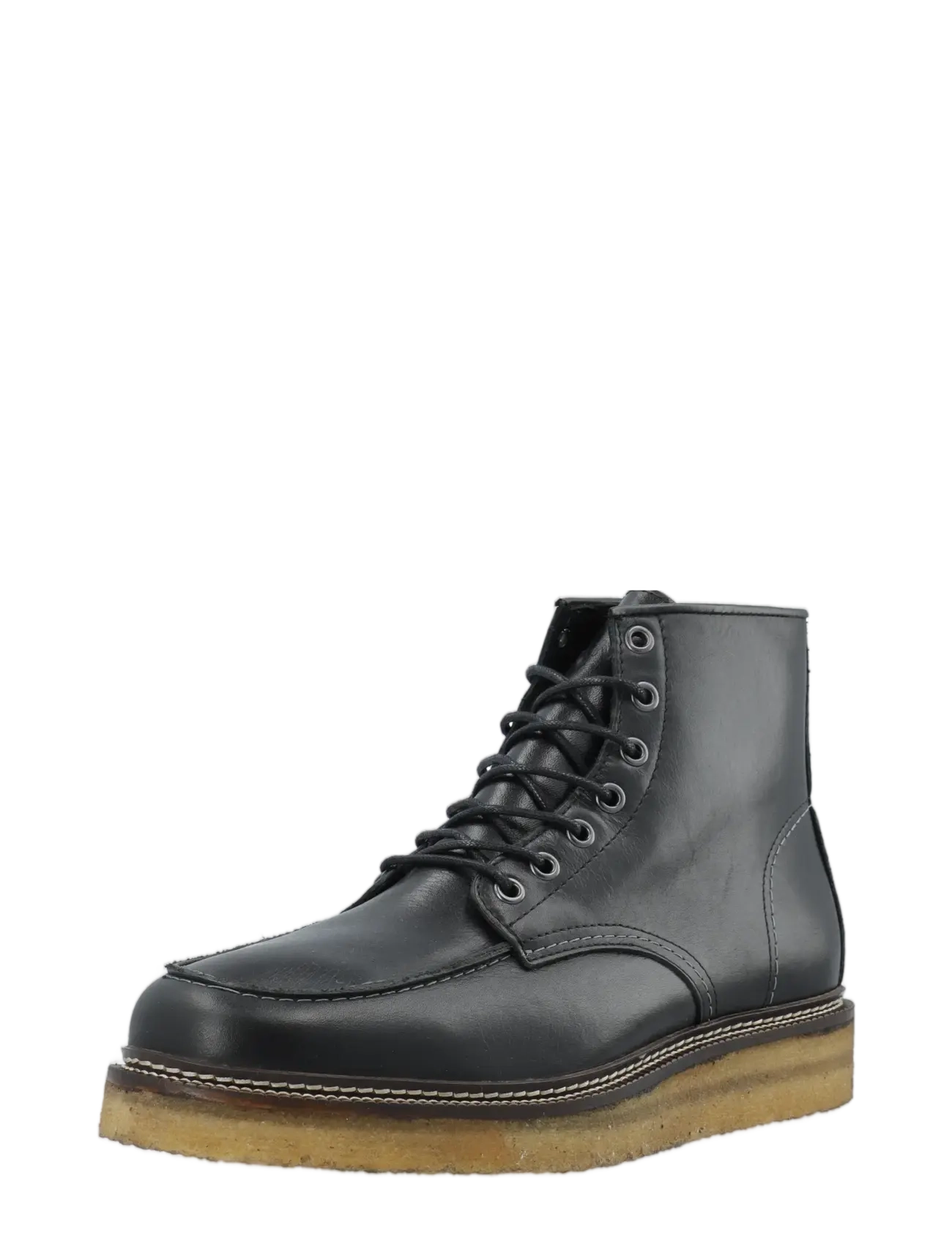 Bianco BIAJESPER Moc Toe Boot Waxed Leather - BIANCO - BLACK / black
