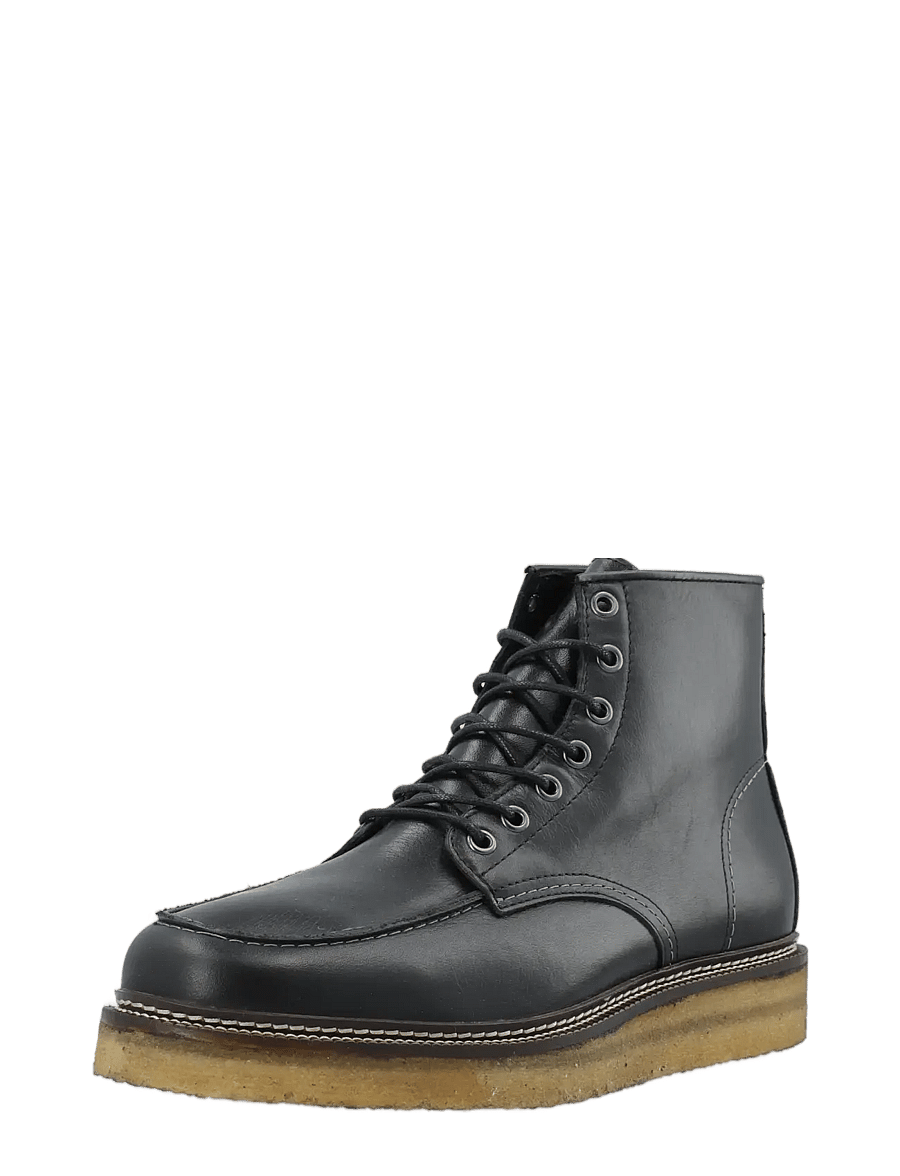 Bianco - BIAJESPER Moc Toe Boot Waxed Leather - schnürstiefel - black - 0