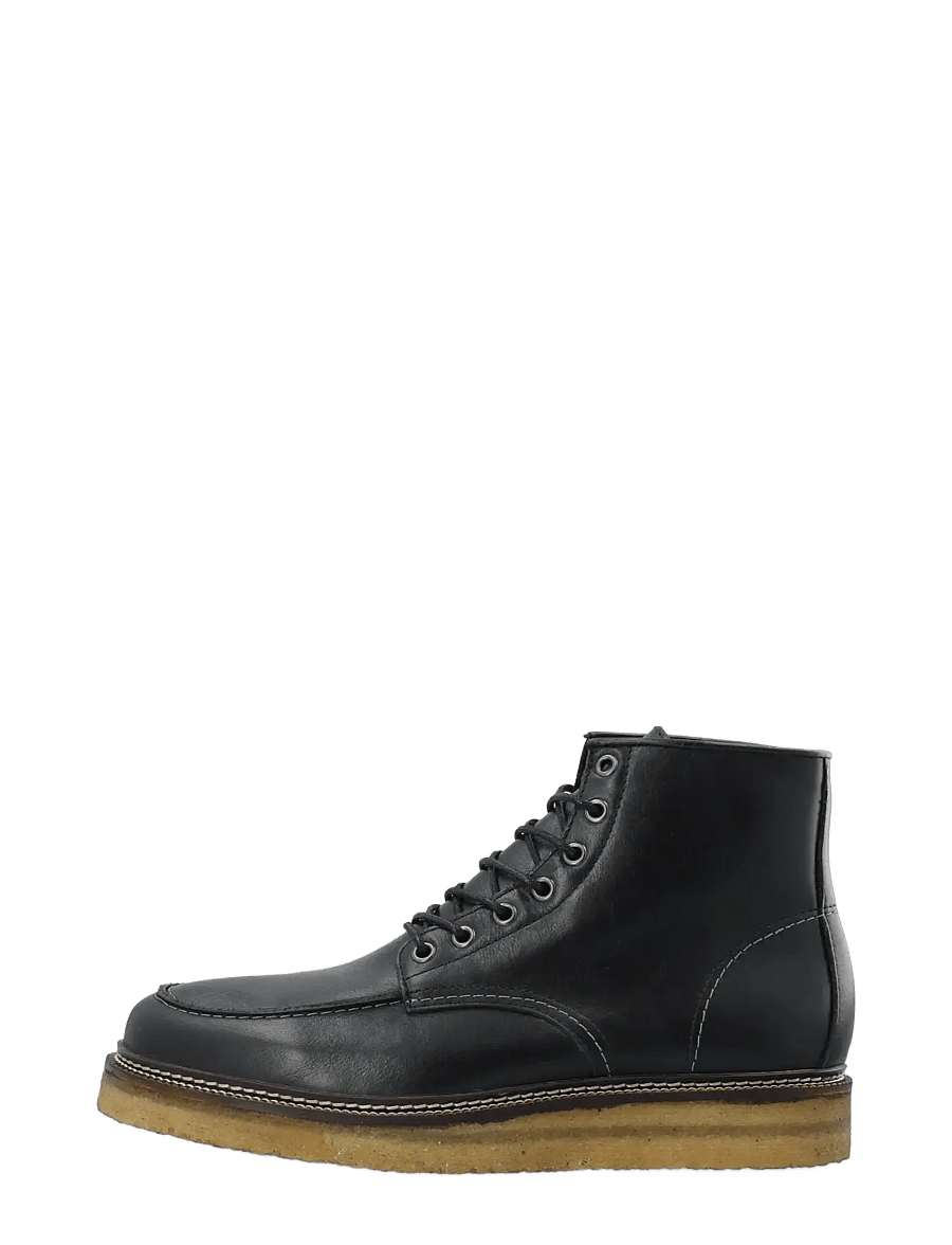 Bianco - BIAJESPER Moc Toe Boot Waxed Leather - schnürstiefel - black - 1