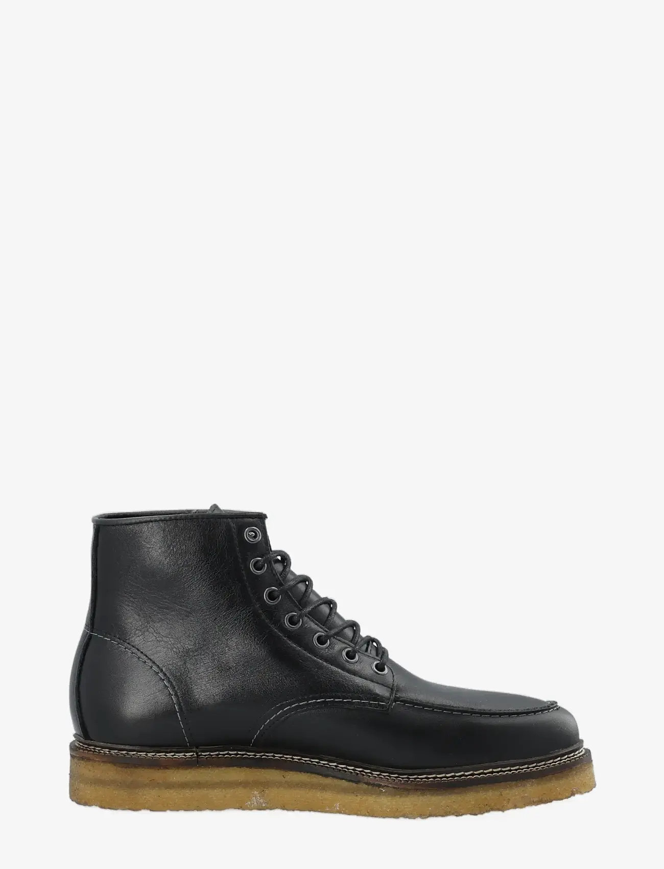 Bianco - BIAJESPER Moc Toe Boot Waxed Leather - kängor med snörning - black - 3