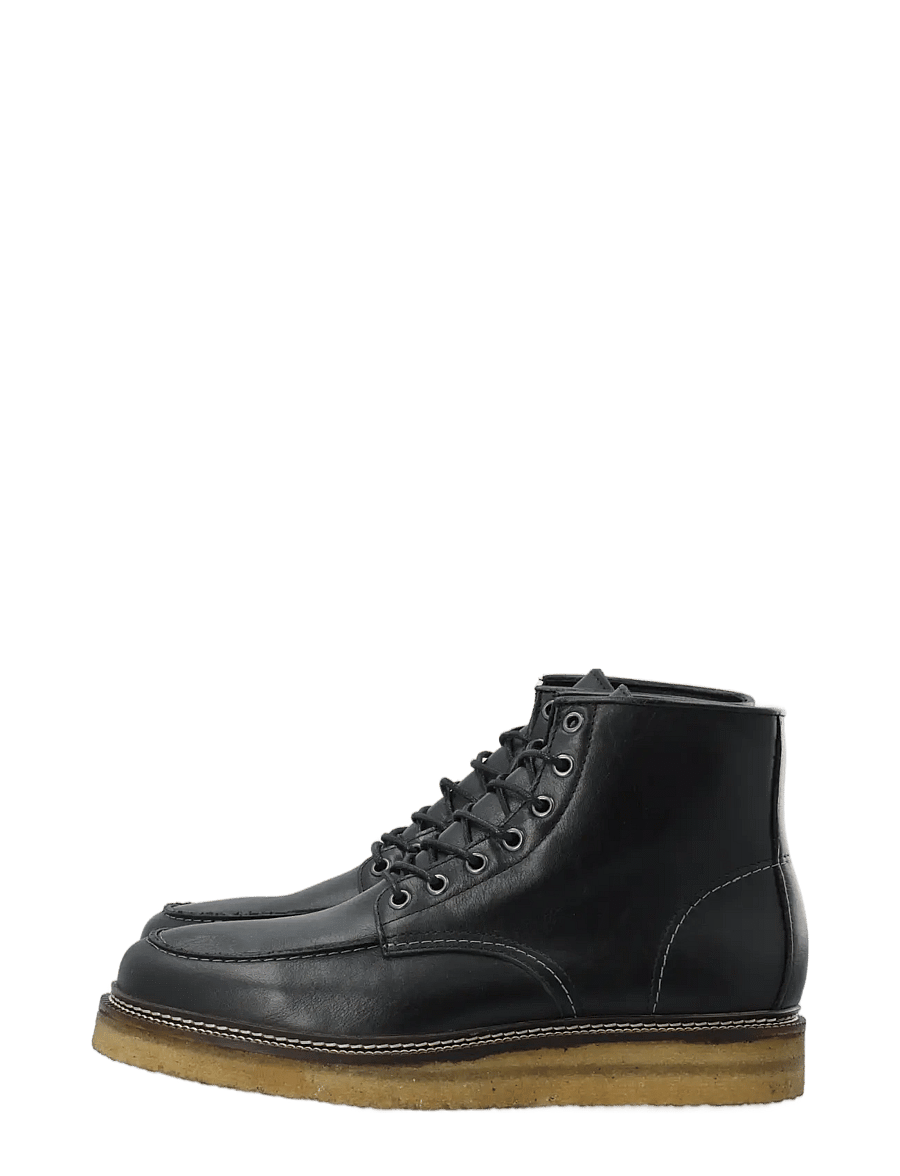Bianco - BIAJESPER Moc Toe Boot Waxed Leather - schnürstiefel - black - 5