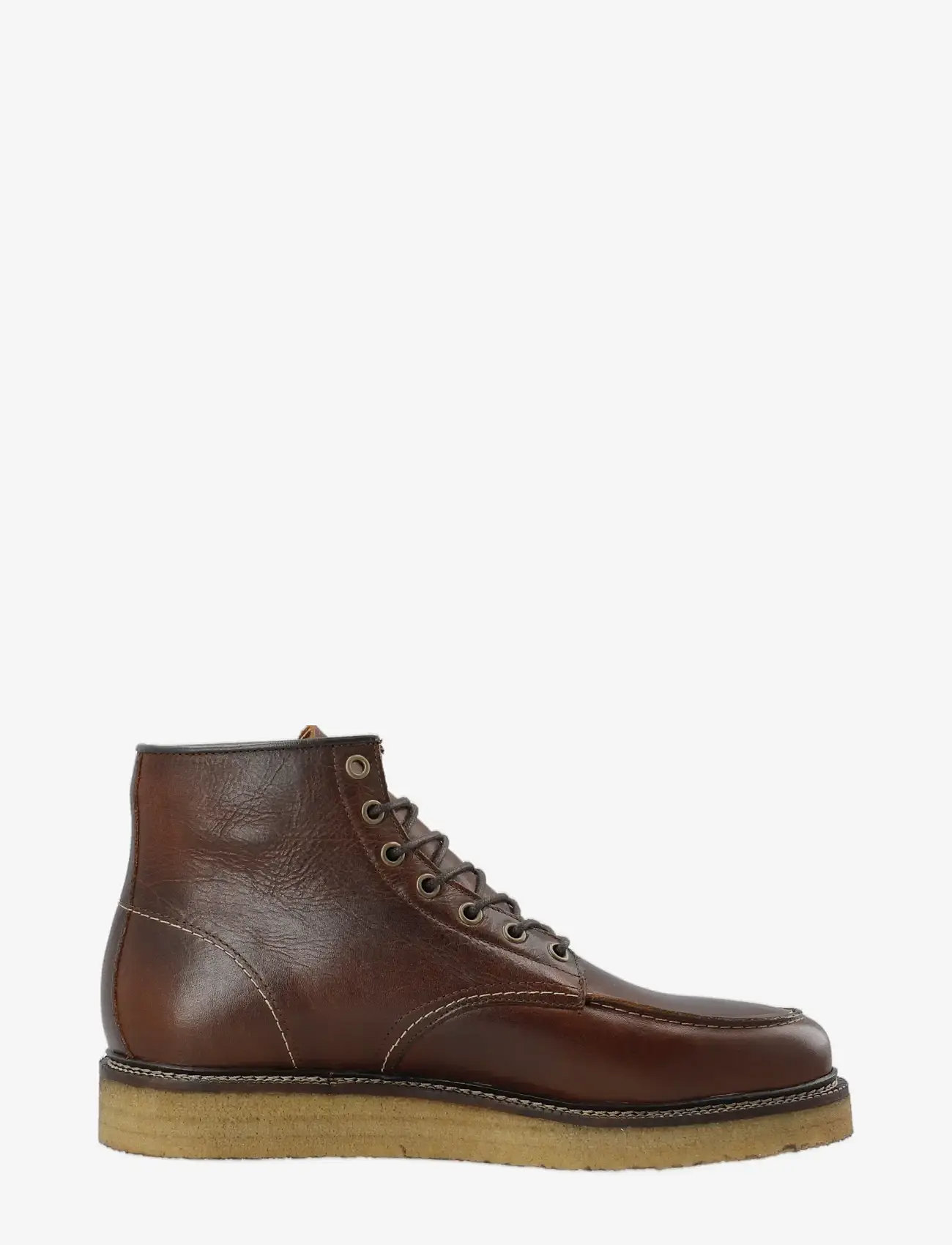 Bianco - BIAJESPER Moc Toe Boot Waxed Leather - støvler med snøre - dark brown - 0