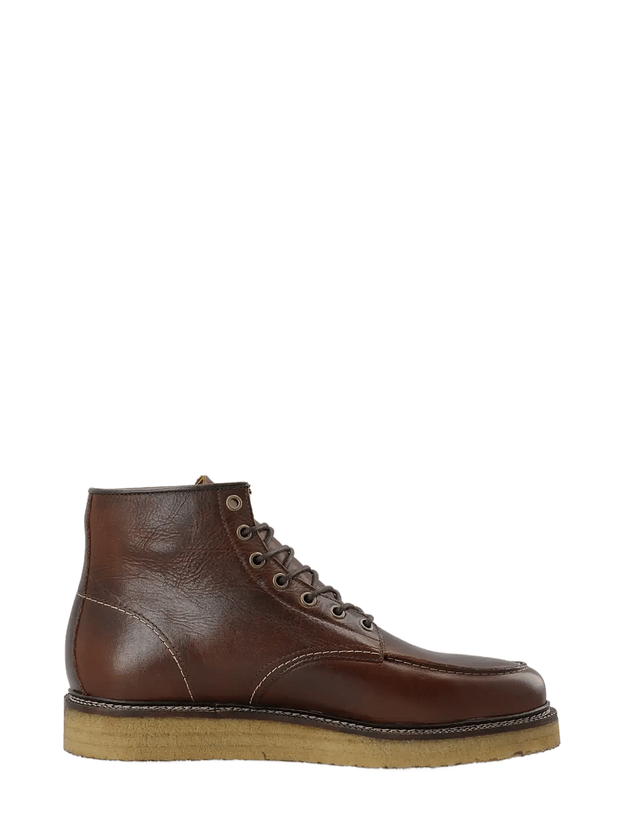 Bianco - BIAJESPER Moc Toe Boot Waxed Leather - schnürstiefel - dark brown - 0