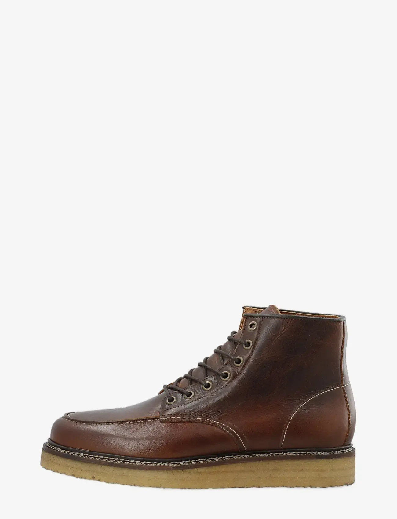 Bianco - BIAJESPER Moc Toe Boot Waxed Leather - støvler med snøre - dark brown - 1