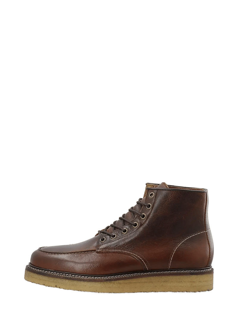 Bianco - BIAJESPER Moc Toe Boot Waxed Leather - støvler med snøre - dark brown - 1