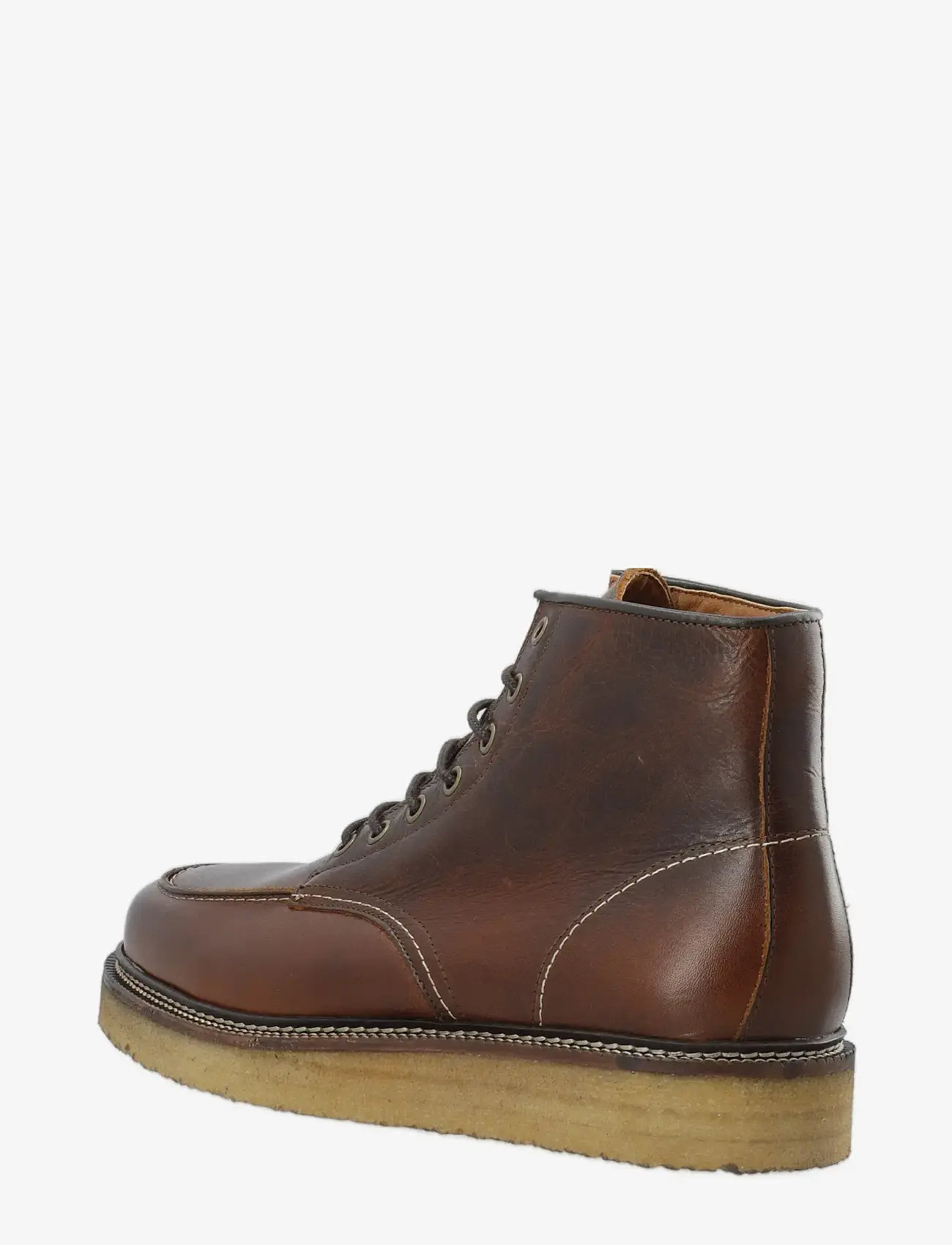 Bianco - BIAJESPER Moc Toe Boot Waxed Leather - støvler med snøre - dark brown - 2