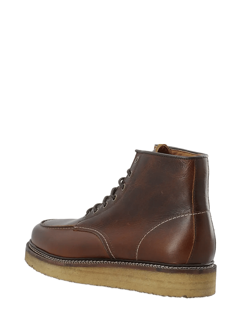 Bianco - BIAJESPER Moc Toe Boot Waxed Leather - støvler med snøre - dark brown - 2