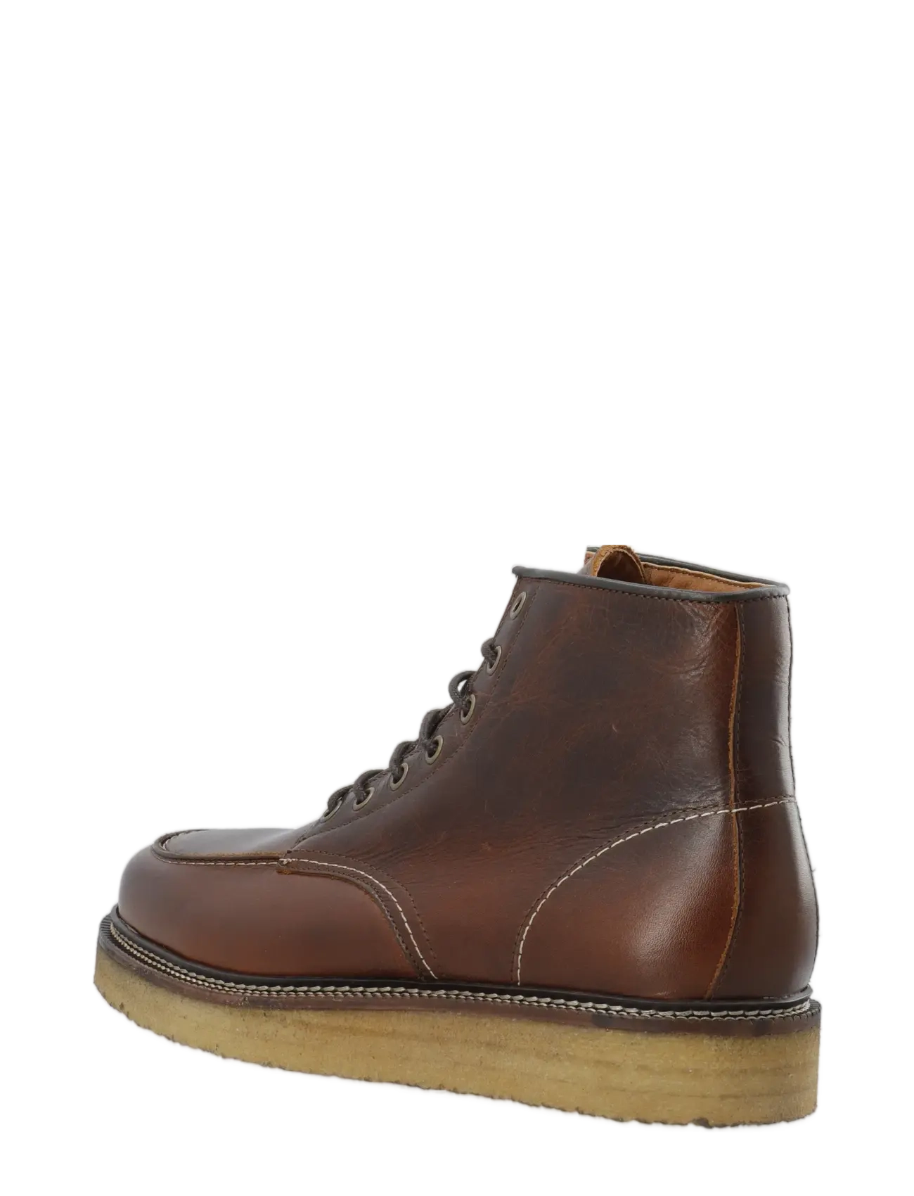 Bianco - BIAJESPER Moc Toe Boot Waxed Leather - støvler med snøre - dark brown - 2