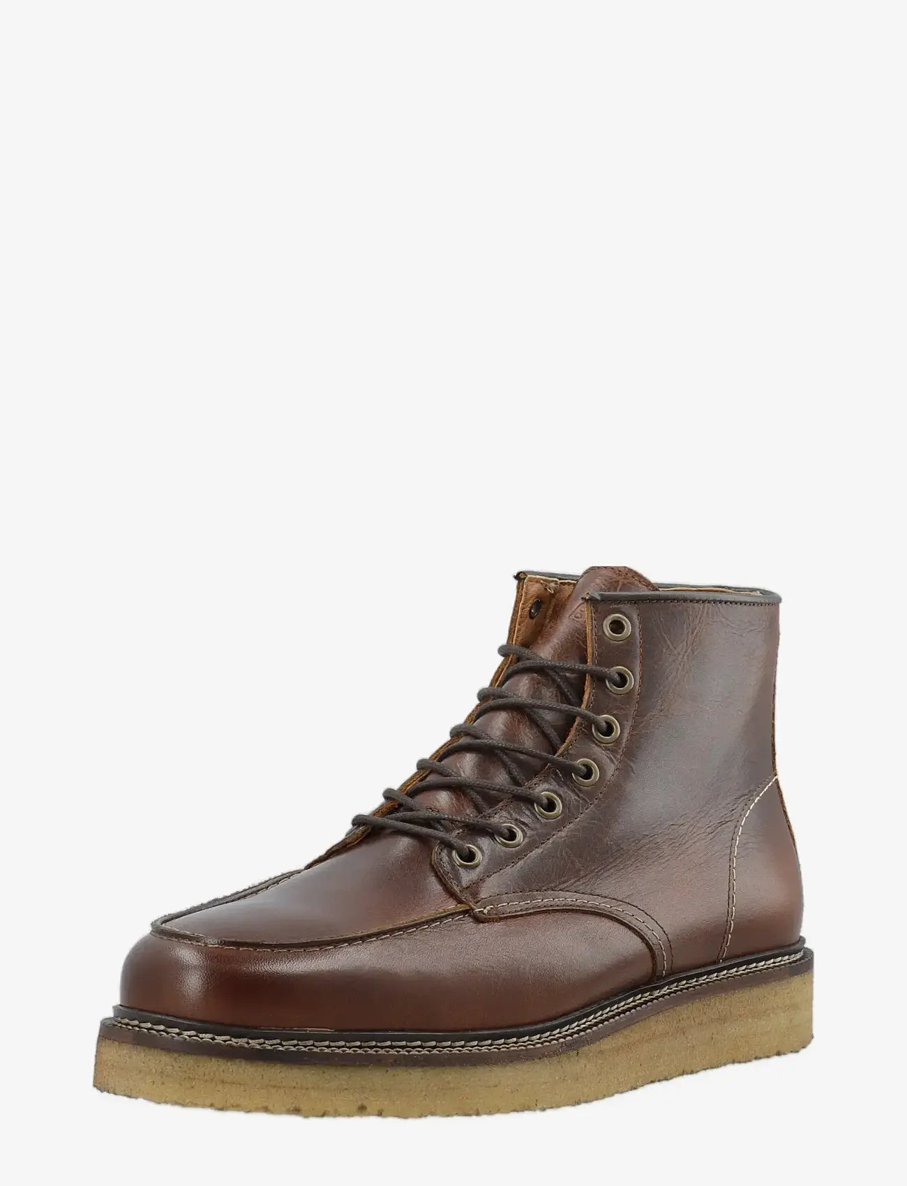 Bianco - BIAJESPER Moc Toe Boot Waxed Leather - støvler med snøre - dark brown - 3