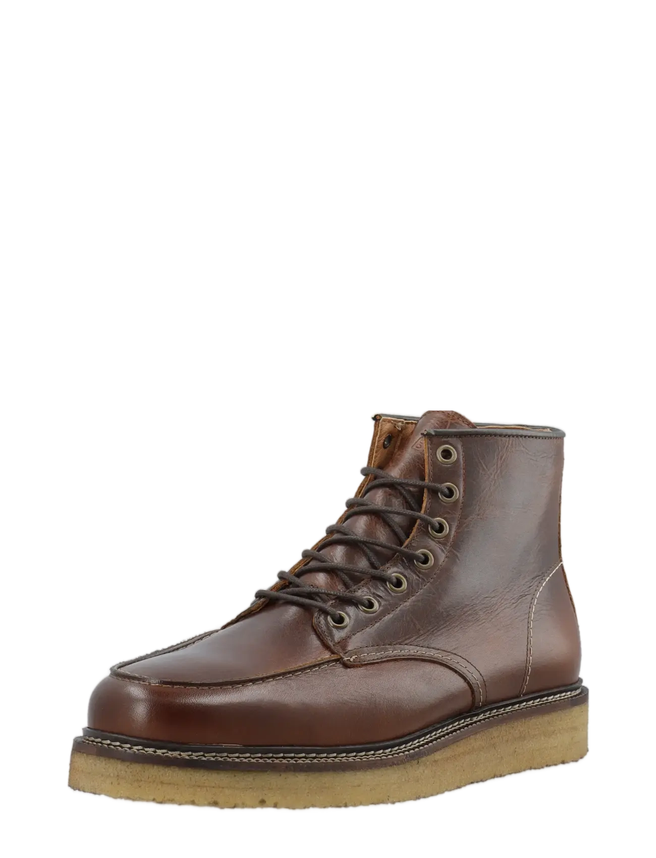 Bianco - BIAJESPER Moc Toe Boot Waxed Leather - støvler med snøre - dark brown - 3