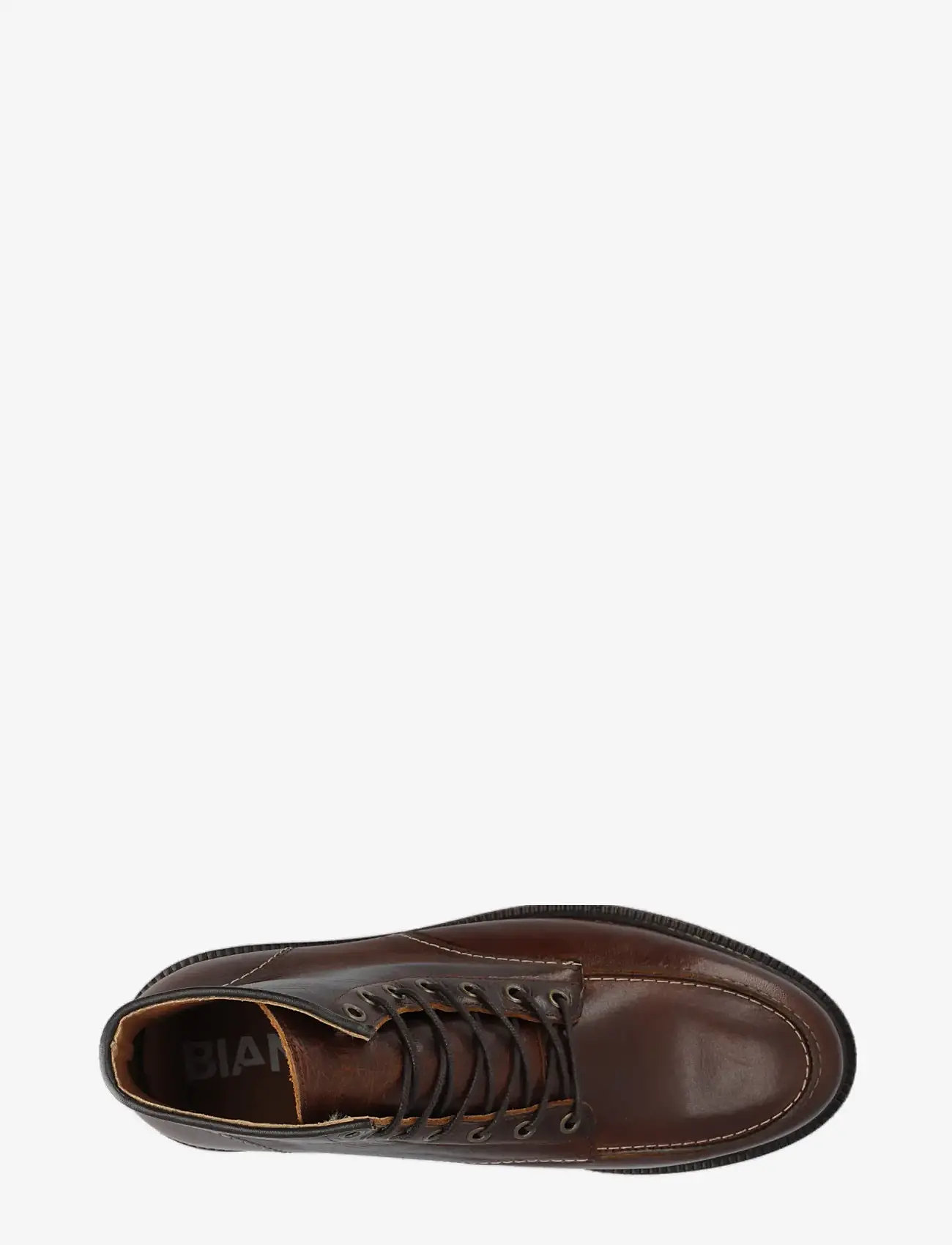 Bianco - BIAJESPER Moc Toe Boot Waxed Leather - støvler med snøre - dark brown - 4