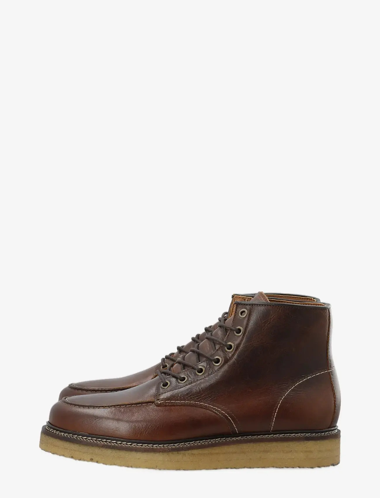 Bianco - BIAJESPER Moc Toe Boot Waxed Leather - støvler med snøre - dark brown - 5