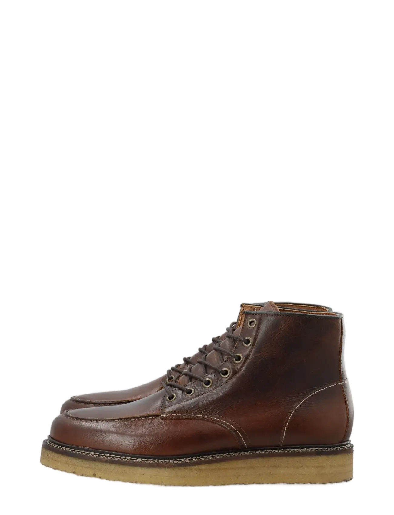 Bianco - BIAJESPER Moc Toe Boot Waxed Leather - støvler med snøre - dark brown - 5