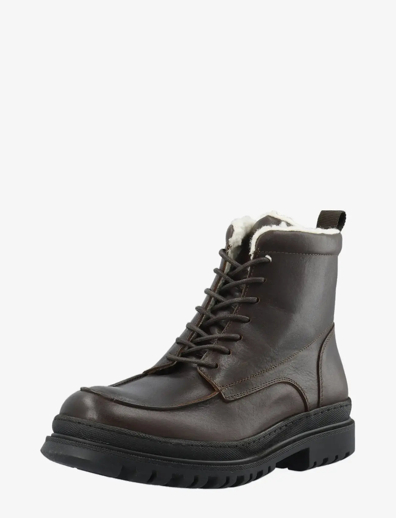 Bianco - BIAGRANT Warmlined Moc Toe Lace Up Boot Tumbled Leather - bottes d'hiver - dark brown - 0