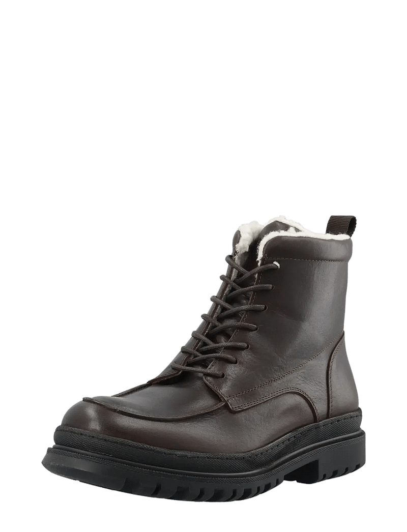 Bianco - BIAGRANT Warmlined Moc Toe Lace Up Boot Tumbled Leather - bottes d'hiver - dark brown - 0