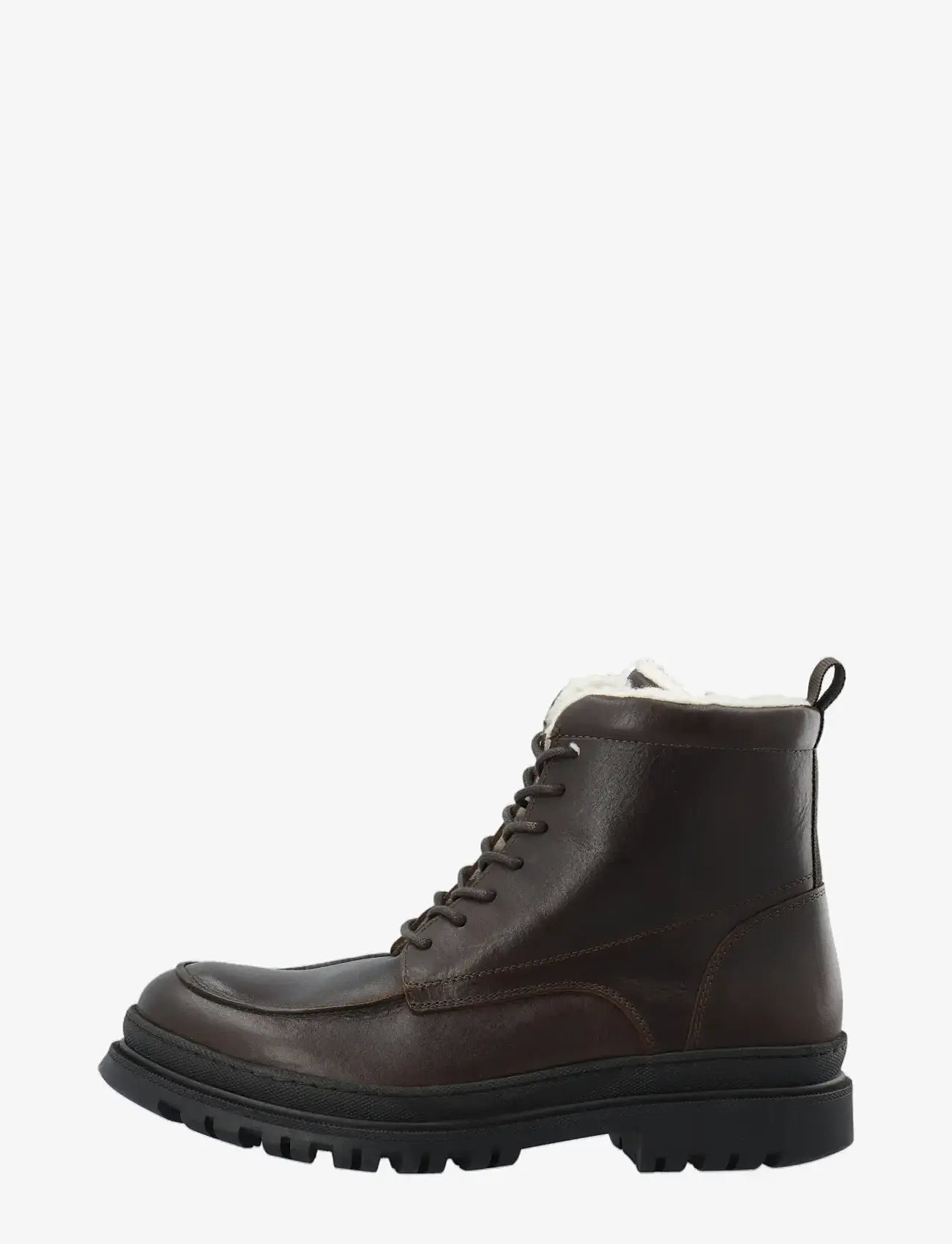 Bianco - BIAGRANT Warmlined Moc Toe Lace Up Boot Tumbled Leather - bottes d'hiver - dark brown - 1