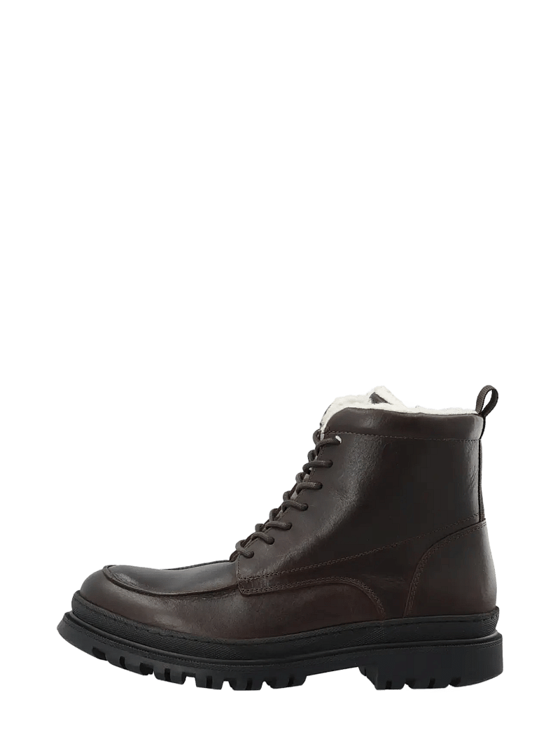 Bianco - BIAGRANT Warmlined Moc Toe Lace Up Boot Tumbled Leather - bottes d'hiver - dark brown - 1