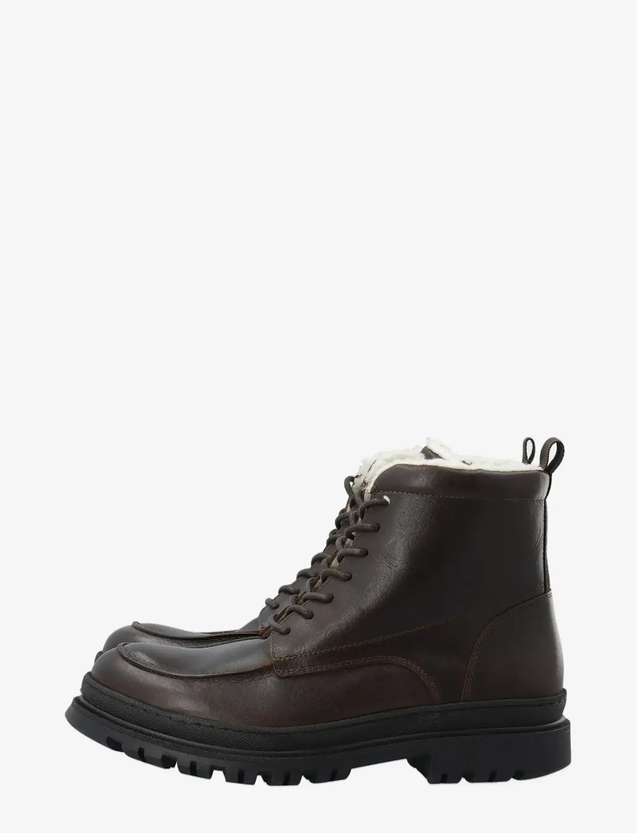 Bianco - BIAGRANT Warmlined Moc Toe Lace Up Boot Tumbled Leather - bottes d'hiver - dark brown - 5
