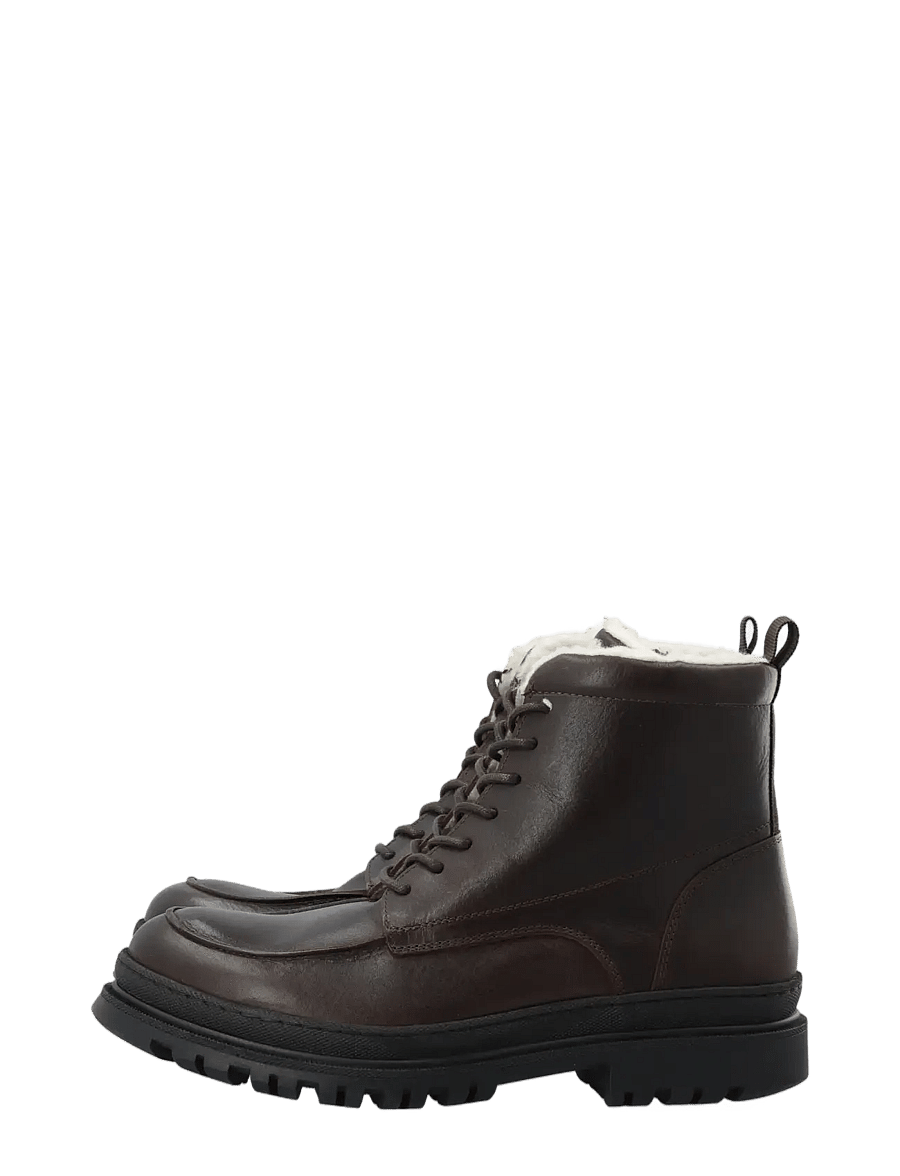 Bianco - BIAGRANT Warmlined Moc Toe Lace Up Boot Tumbled Leather - winterstiefel - dark brown - 5