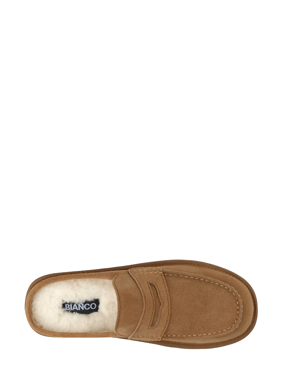 Bianco - BIAOSCAR Moc Toe Slipper Suede - kollektionen - cognac - 4