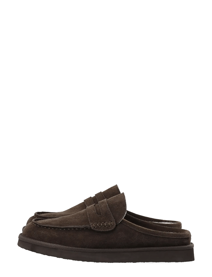 Bianco - BIAOSCAR Moc Toe Slipper Suede - kollektionen - dark brown - 5