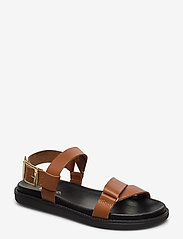 Bianco - BIADEBBIE Leather Strap Sandal - zempapēžu sandales - cognac - 0