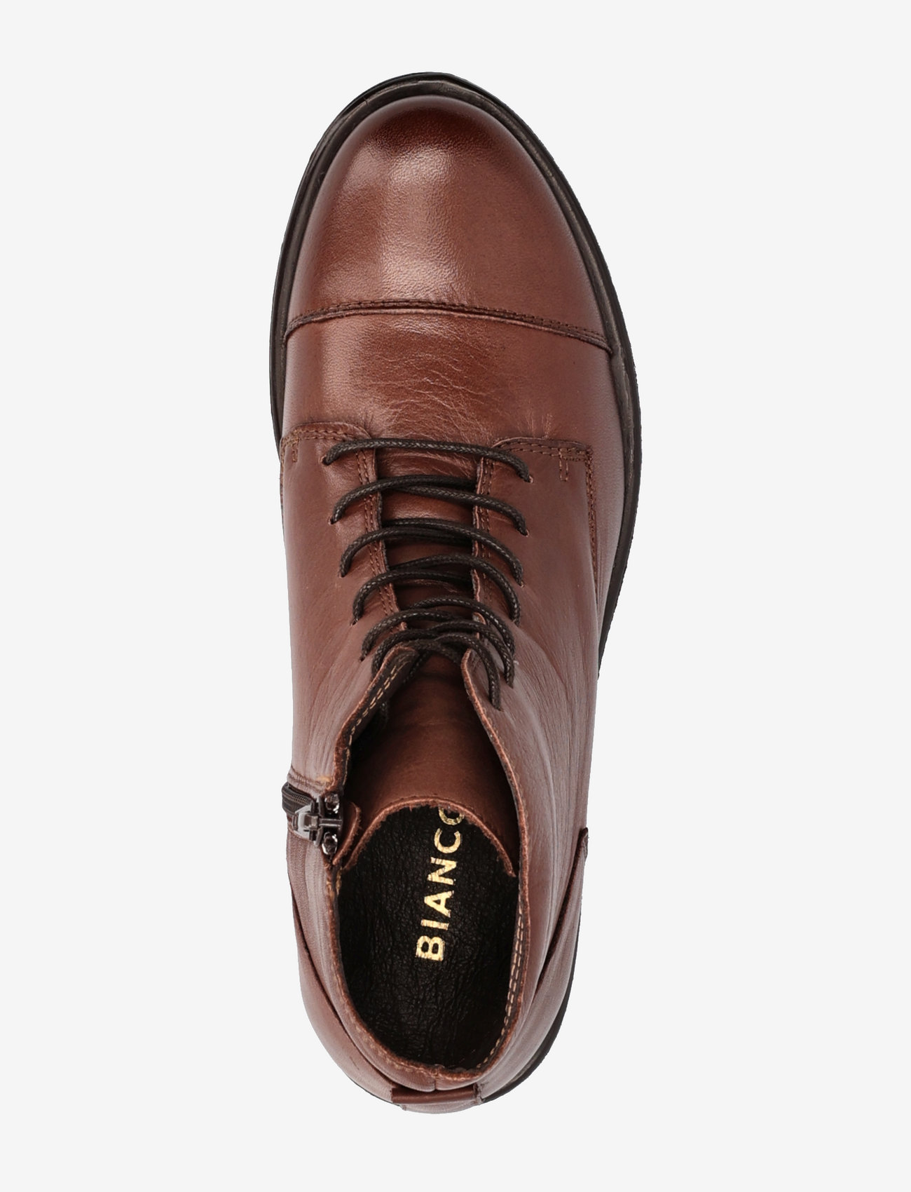 Bianco - BIADANELLE Leather Derby Boot - flade ankelstøvler - dark brown - 3