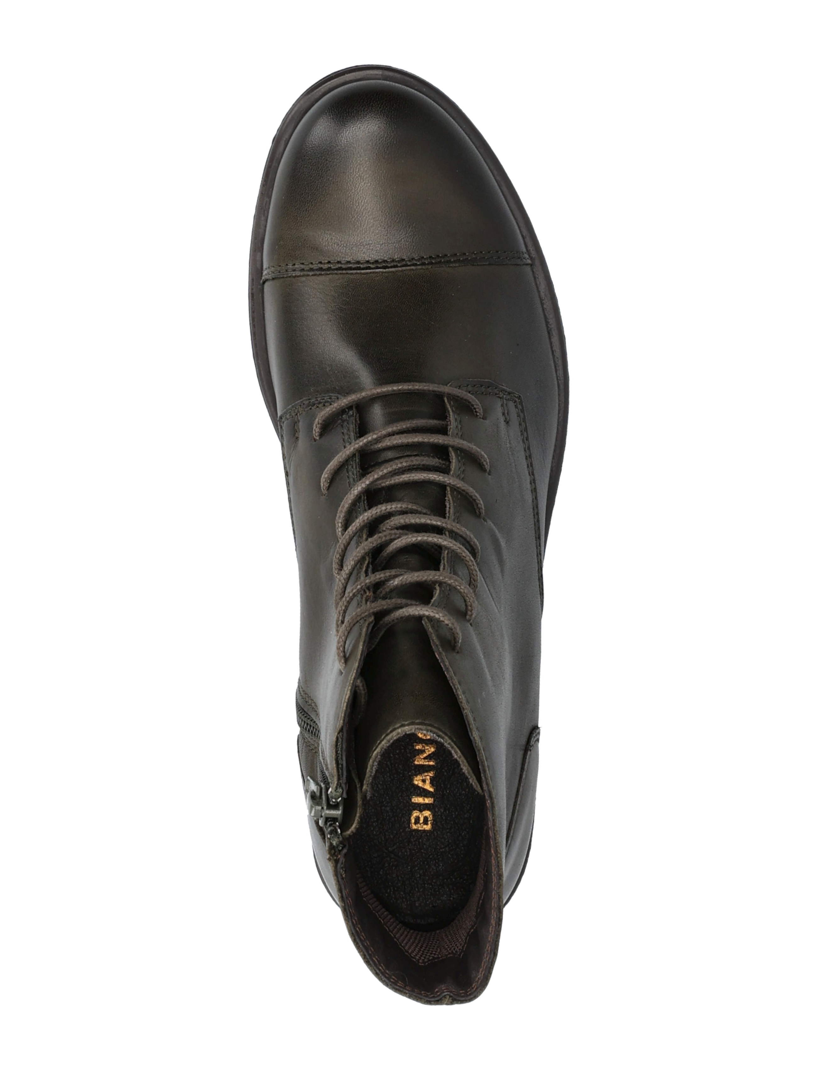 Bianco - BIADANELLE Leather Derby Boot - flade ankelstøvler - khaki - 3