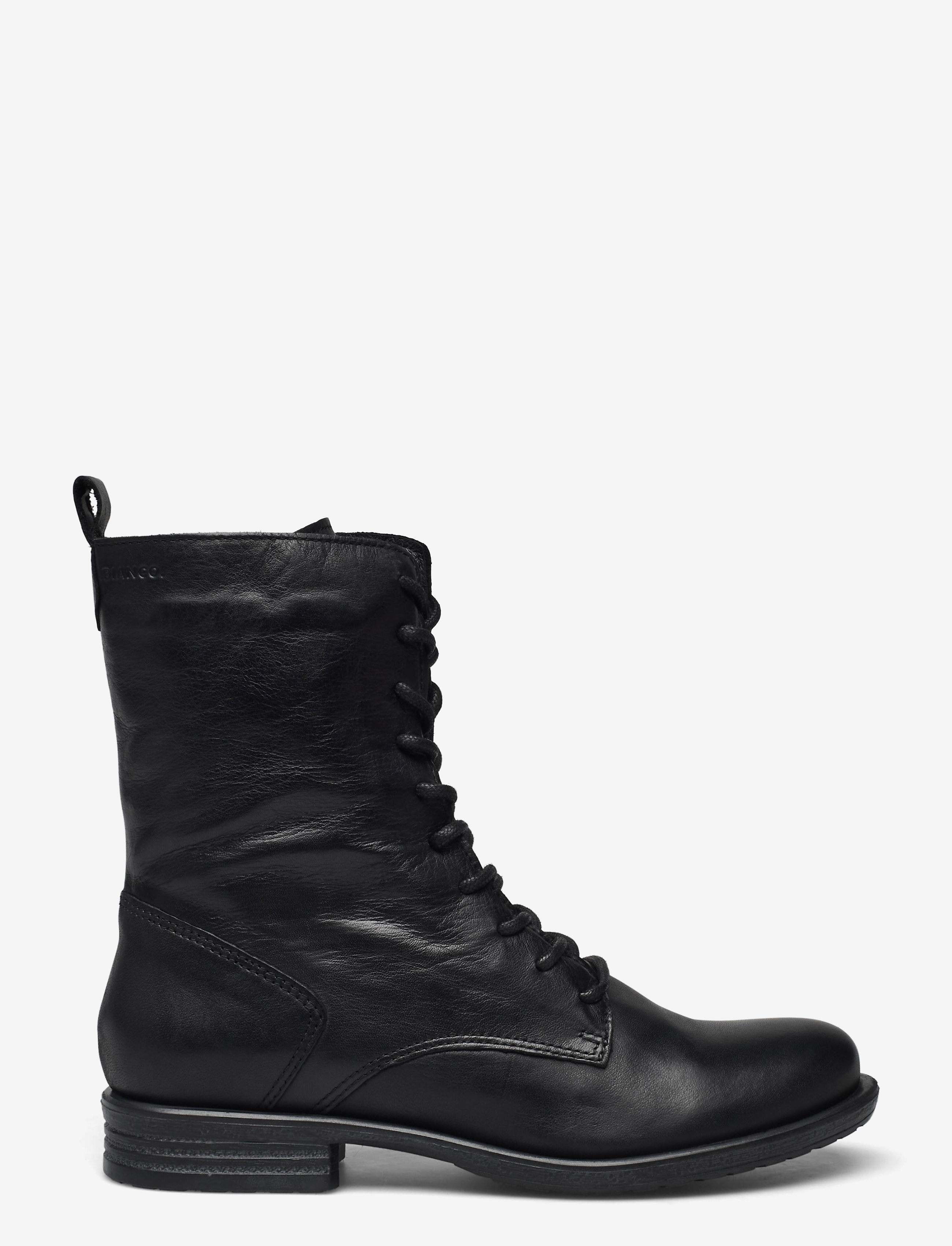 Bianco - BIADANELLE Lace Up Boot Leather - snørestøvler - black - 1