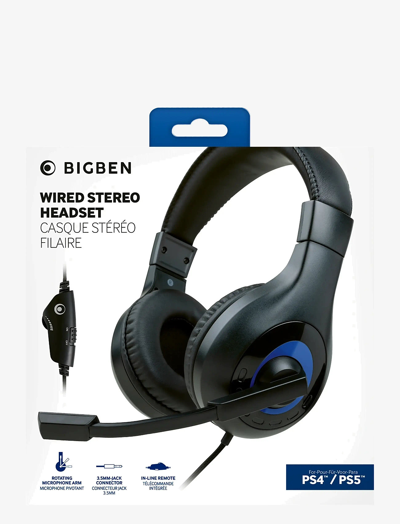 BIG BEN - WIRED STEREO HEADSET V1 BLACK - headsets - black - 0