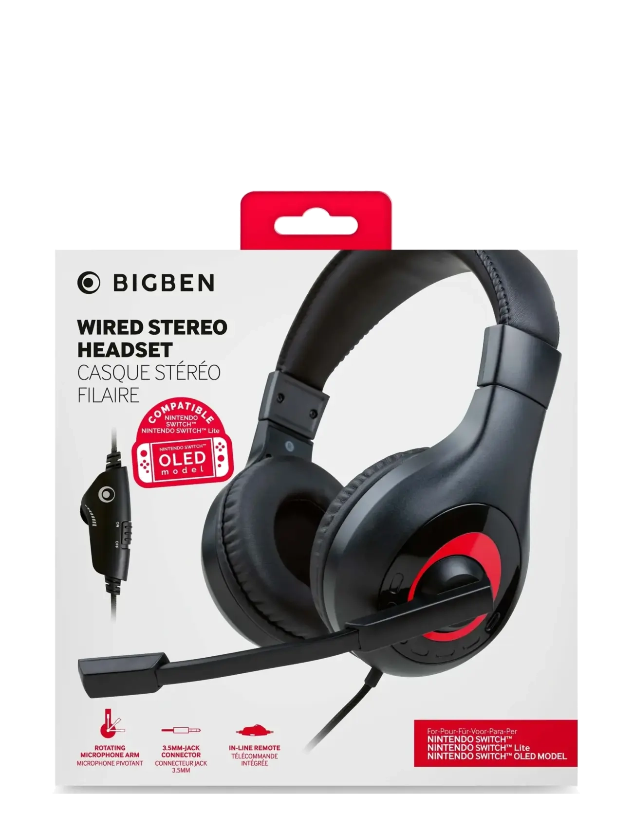 BIG BEN Wired Stereo Headset Black, Headsets, Sort, Str: ONE SIZE