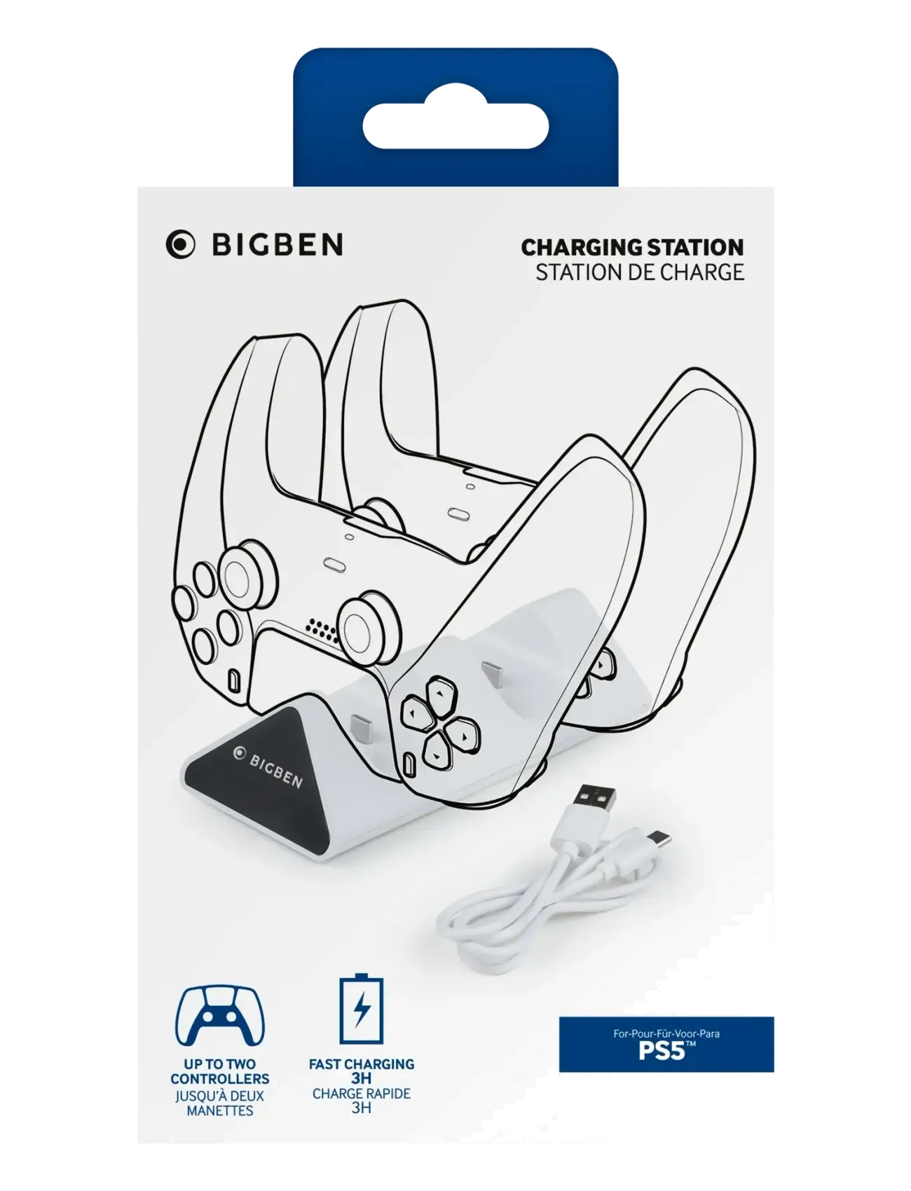 BIG BEN Ps5 Dual Charger V2, One Size, White, Accessories > Stands & Charging Stations, Børn