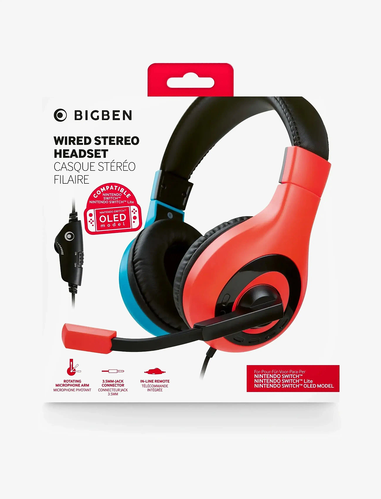 BIG BEN - WIRED STEREO HEADSET RED + BLUE - headsets - multi - 0