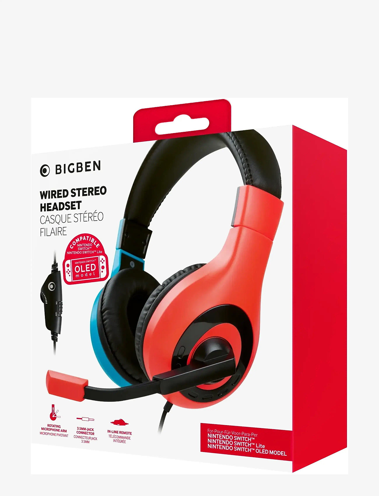 BIG BEN - WIRED STEREO HEADSET RED + BLUE - headsets - multi - 1