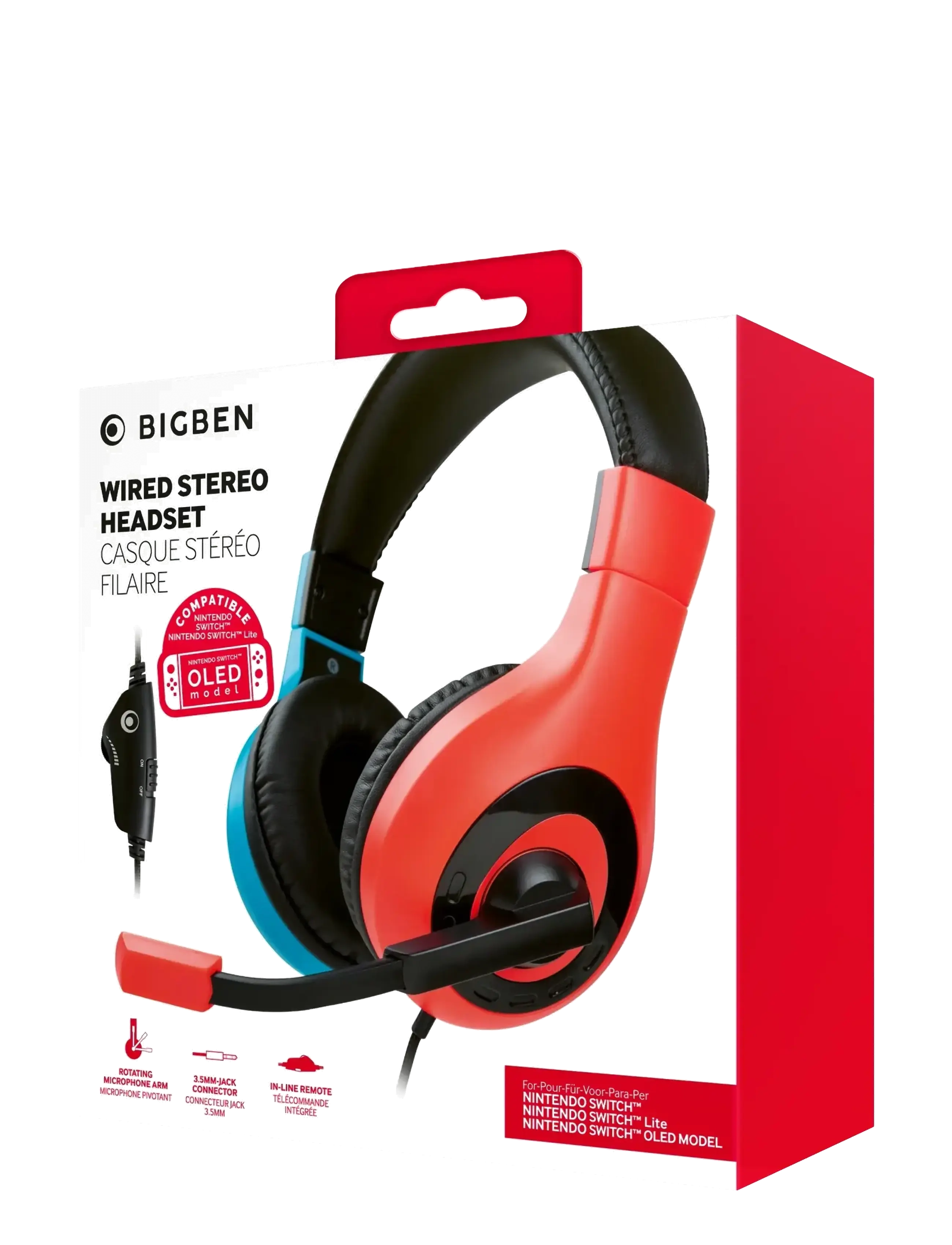 BIG BEN - WIRED STEREO HEADSET RED + BLUE - headsets - multi - 1