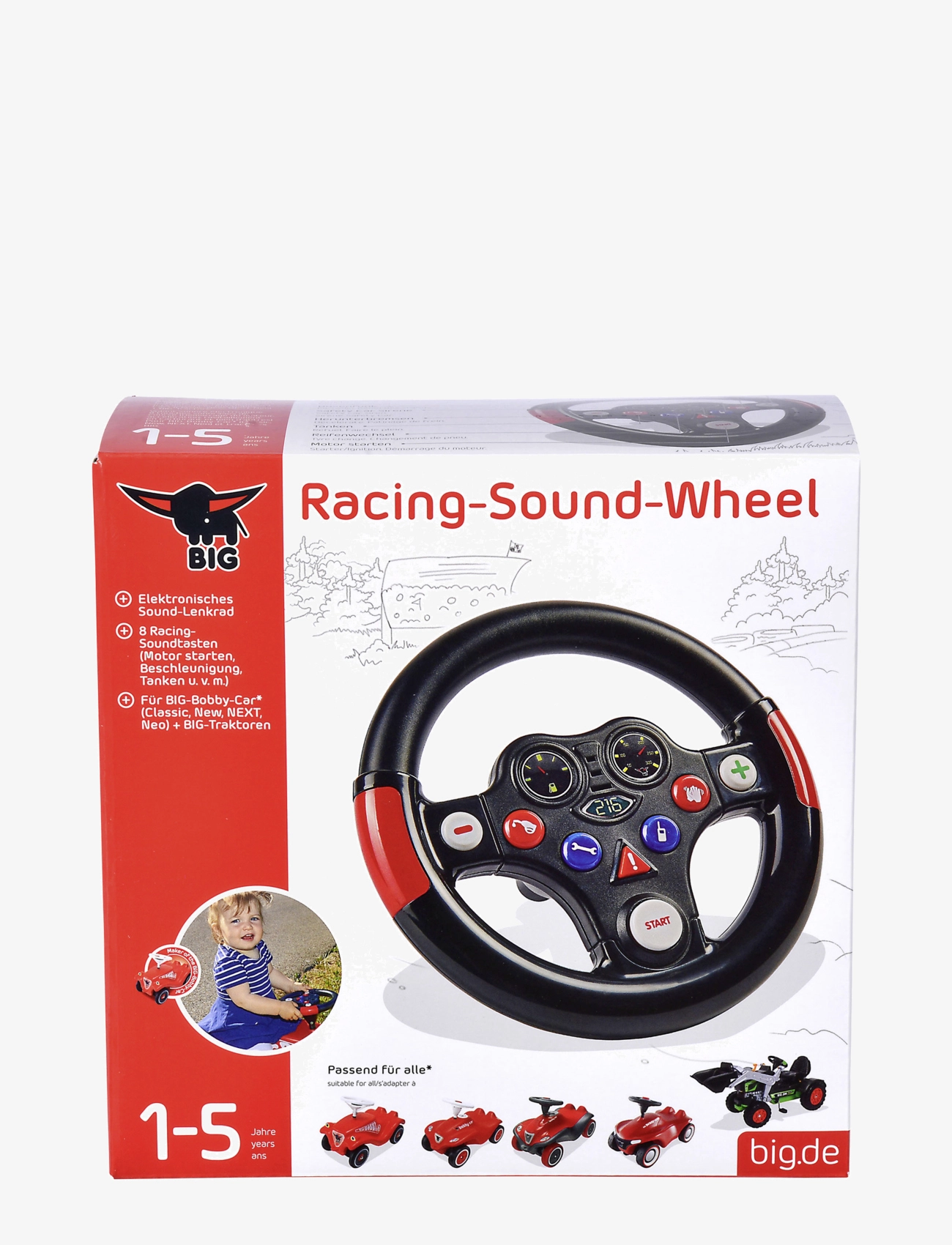 BIG - BIG Bobby Car Racing Steering Wheel with Sound - aufsitzspielzeug - black - 3