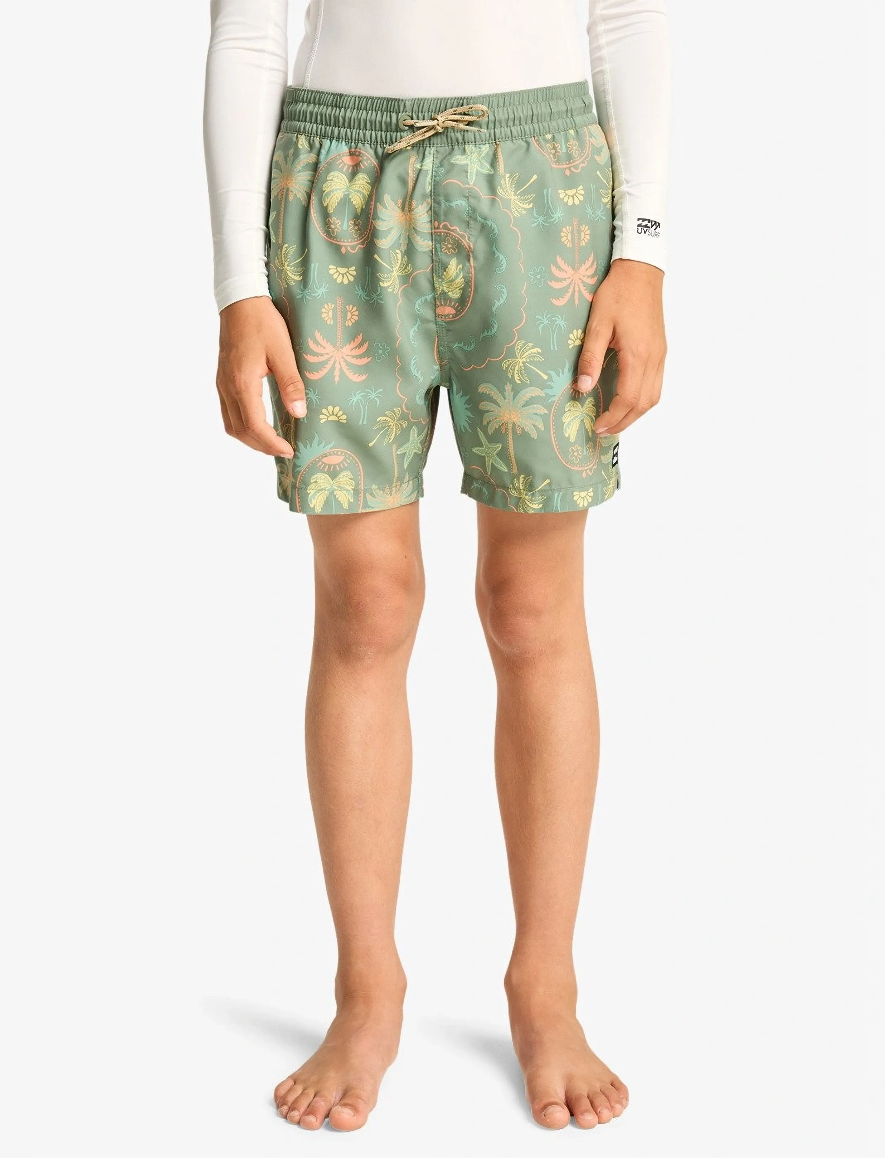 Billabong Vacay Lb, Kinder, Gemusterte Badeshorts, Khakigrün, Gr.140