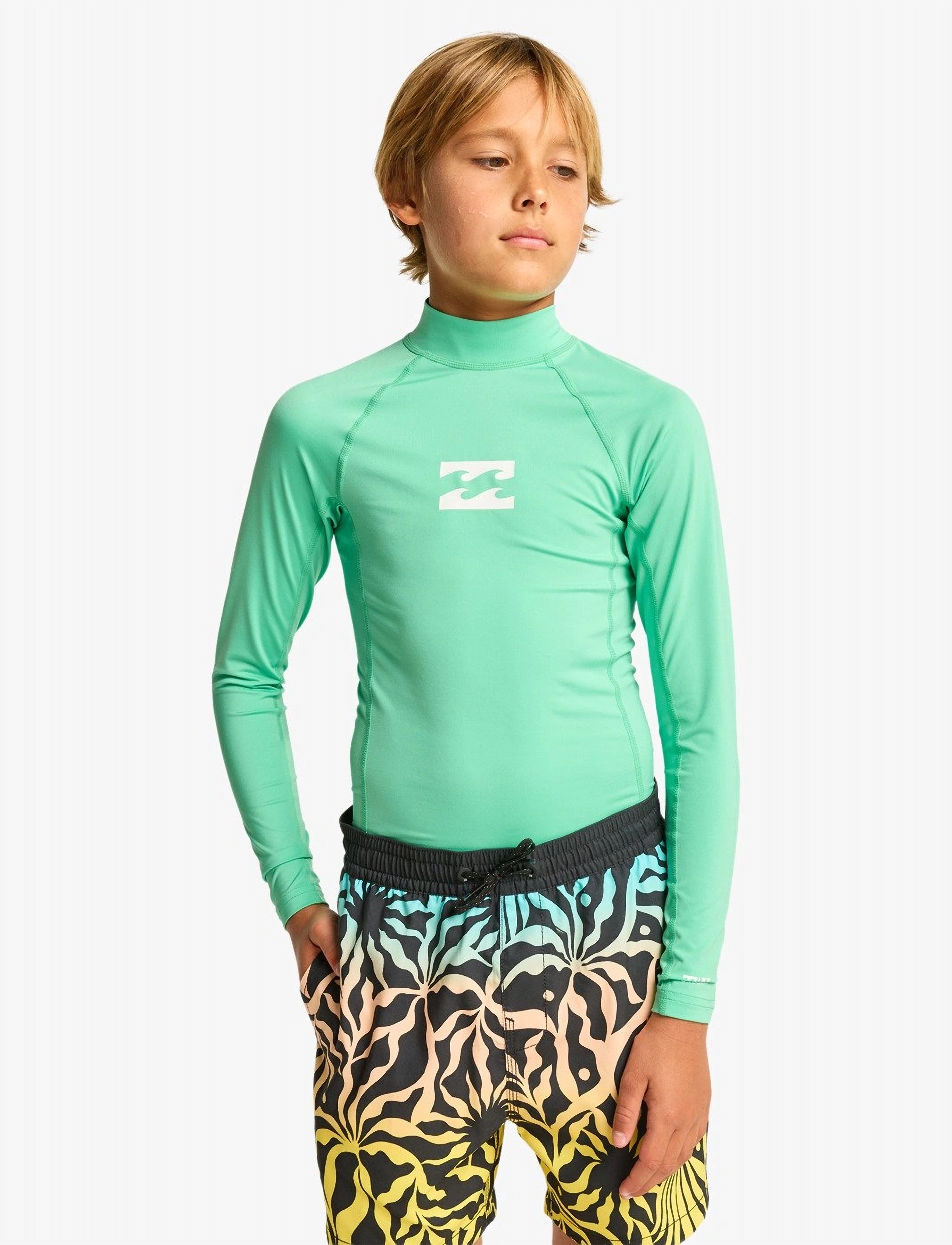Billabong Waves All Day Boys Ls, M, Green, T-Shirts > Langærmede T-shirts, Børn
