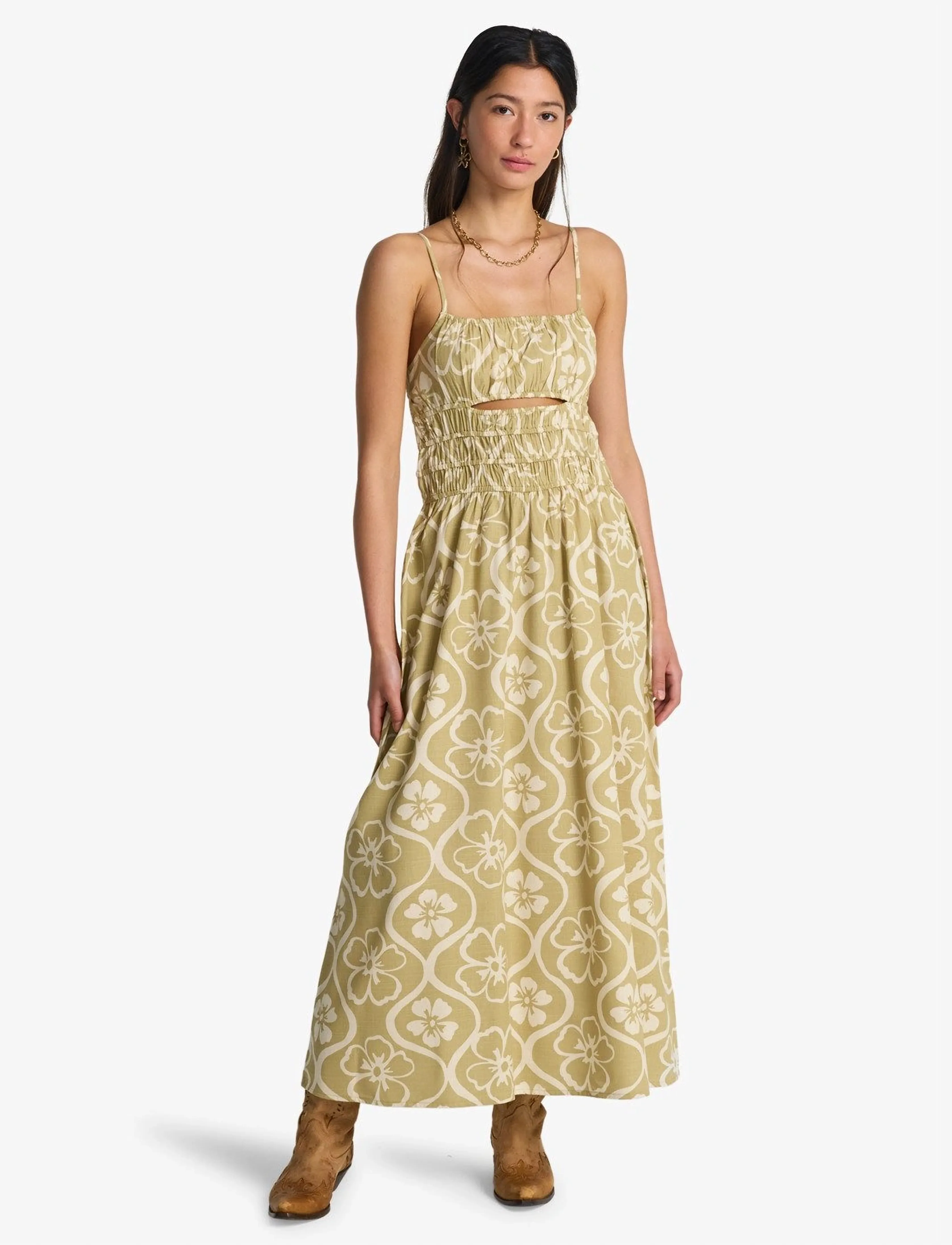 Billabong CLOUD DRESS - Kleidid - CACTUS GREEN / beige