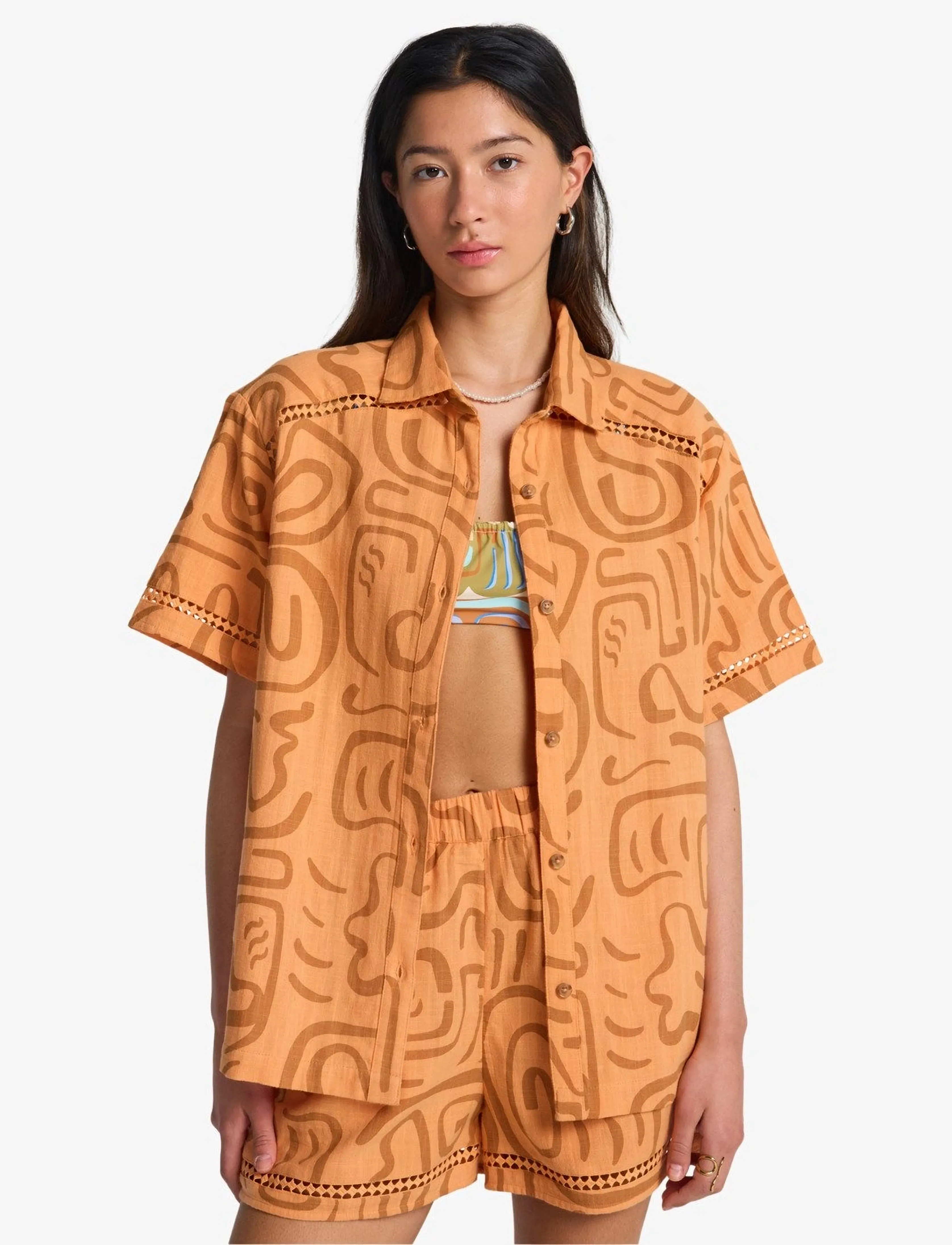 Billabong Summers End Shirt, XS, Orange, Sports Overdele & T-shirts > Sport Shirts, Dame