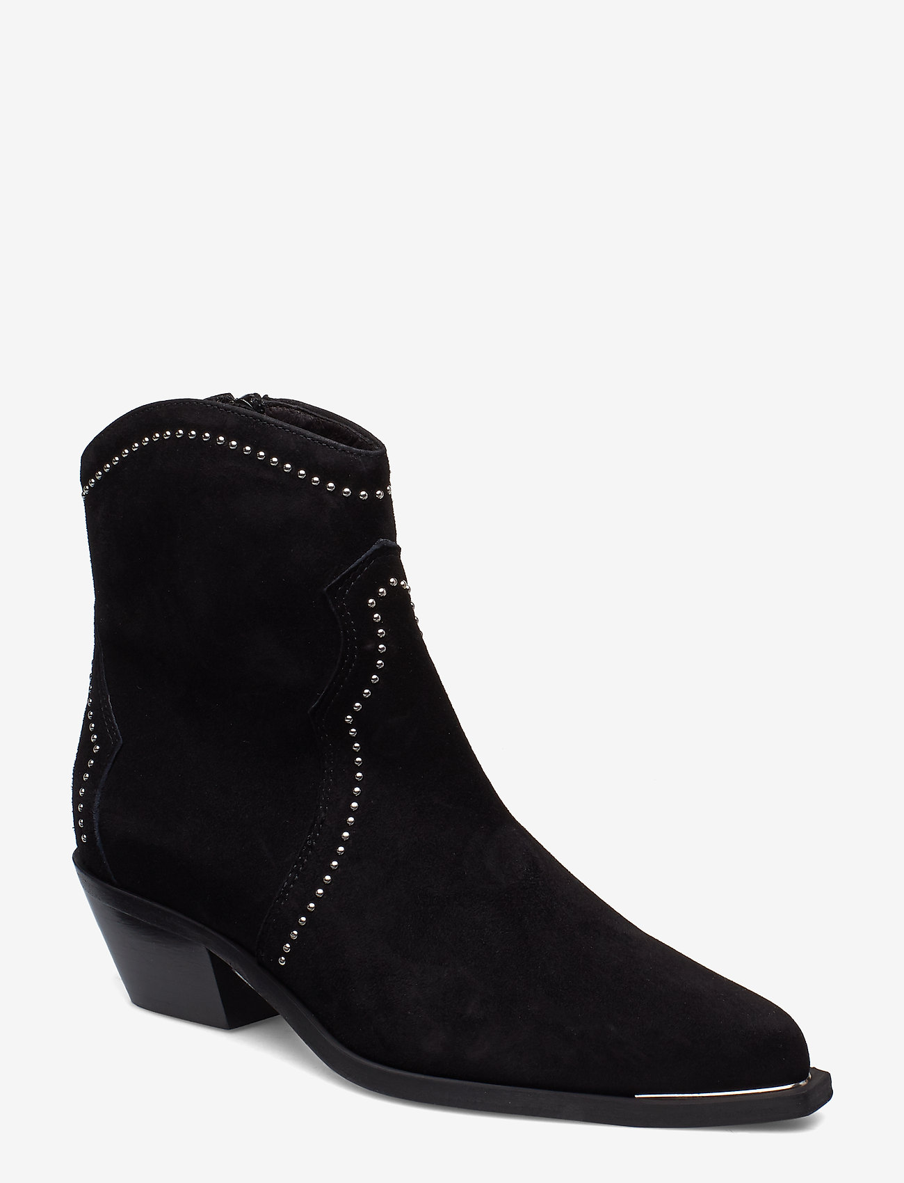 Booties 3703 - BLACK SUEDE/SILVER 503