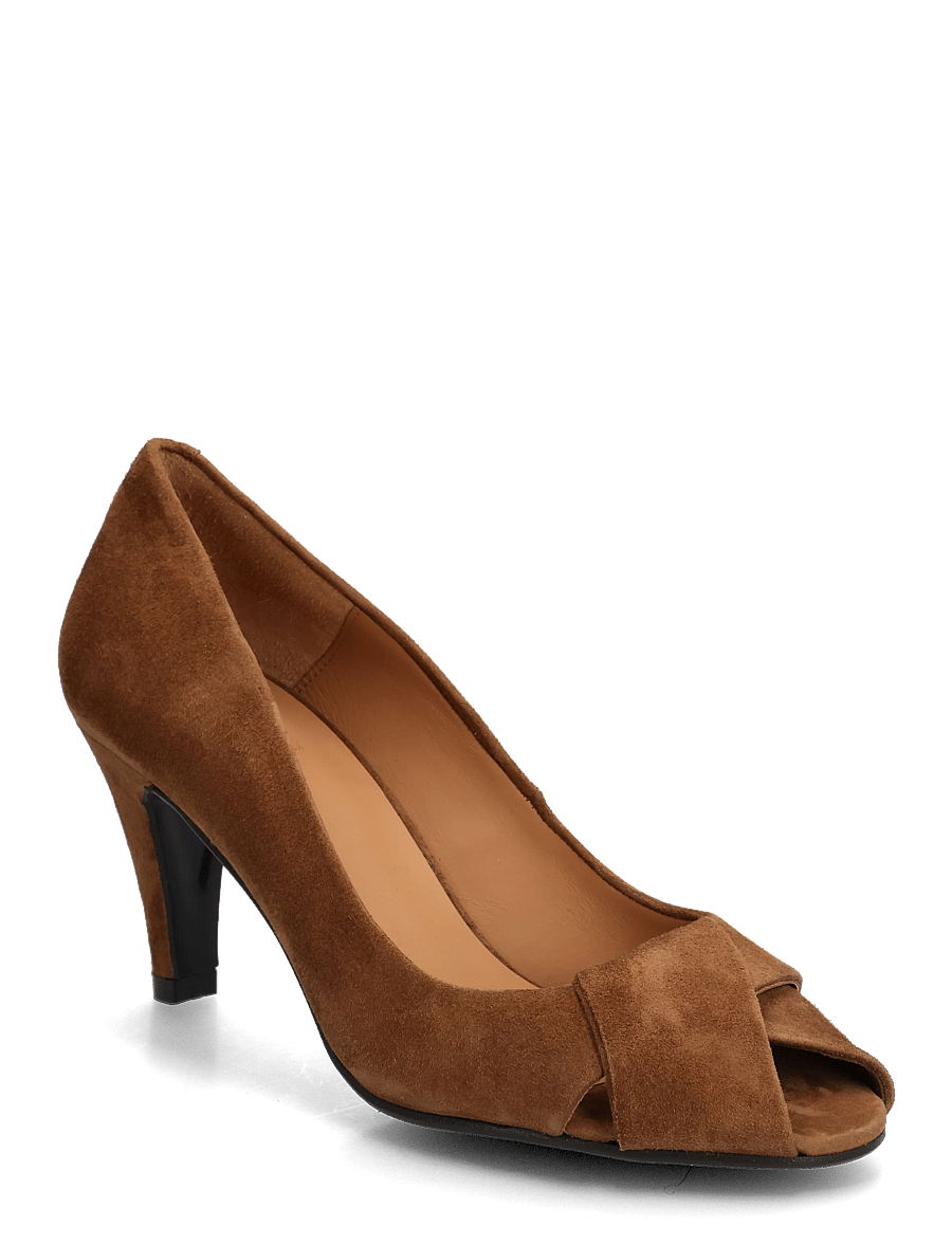 Billi Bi - Pumps - avatud varbaosaga kingad - dark cognac suede - 0