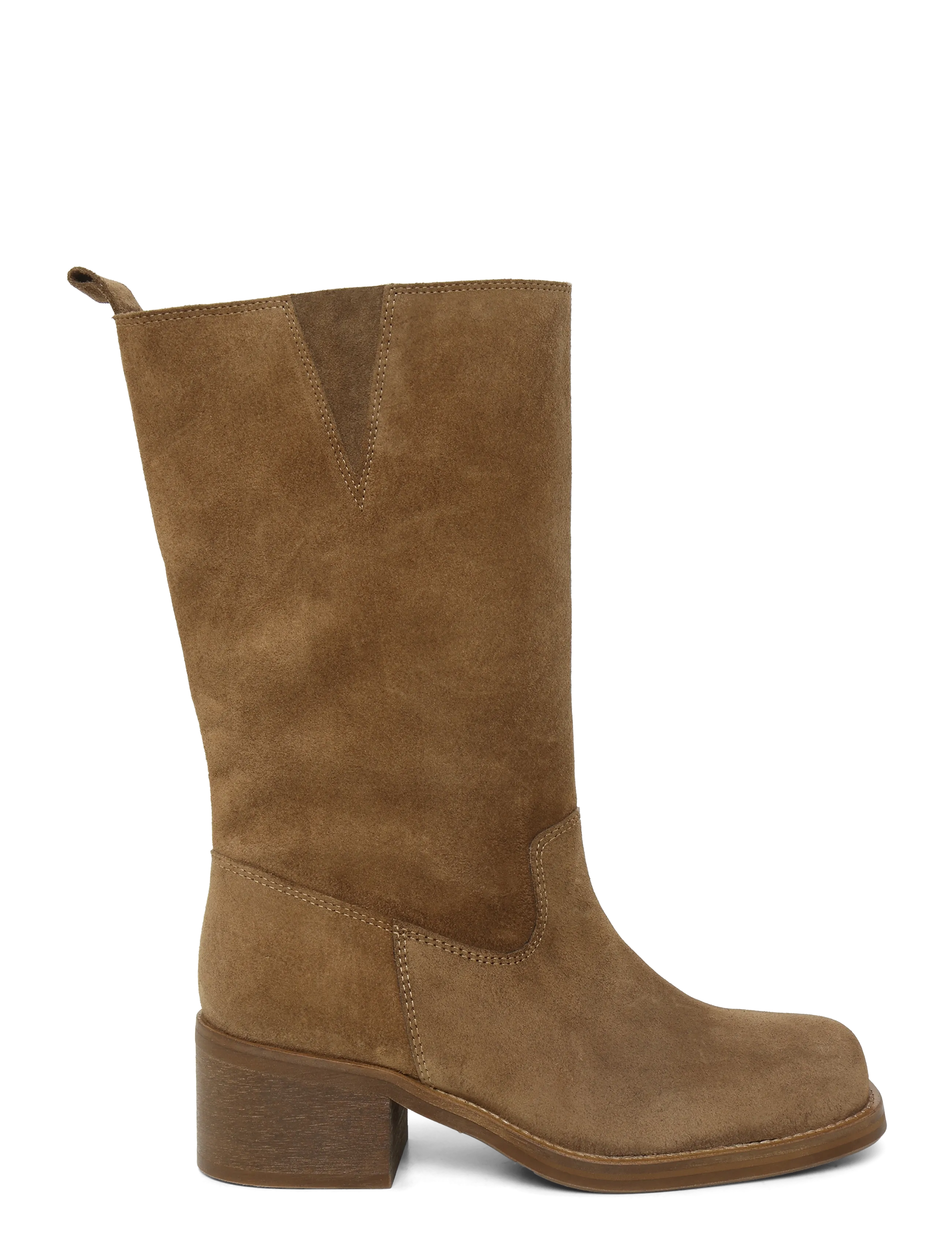 Billi Bi - Long Boots - kontsaga poolsaapad - tabac babysilk suede - 2